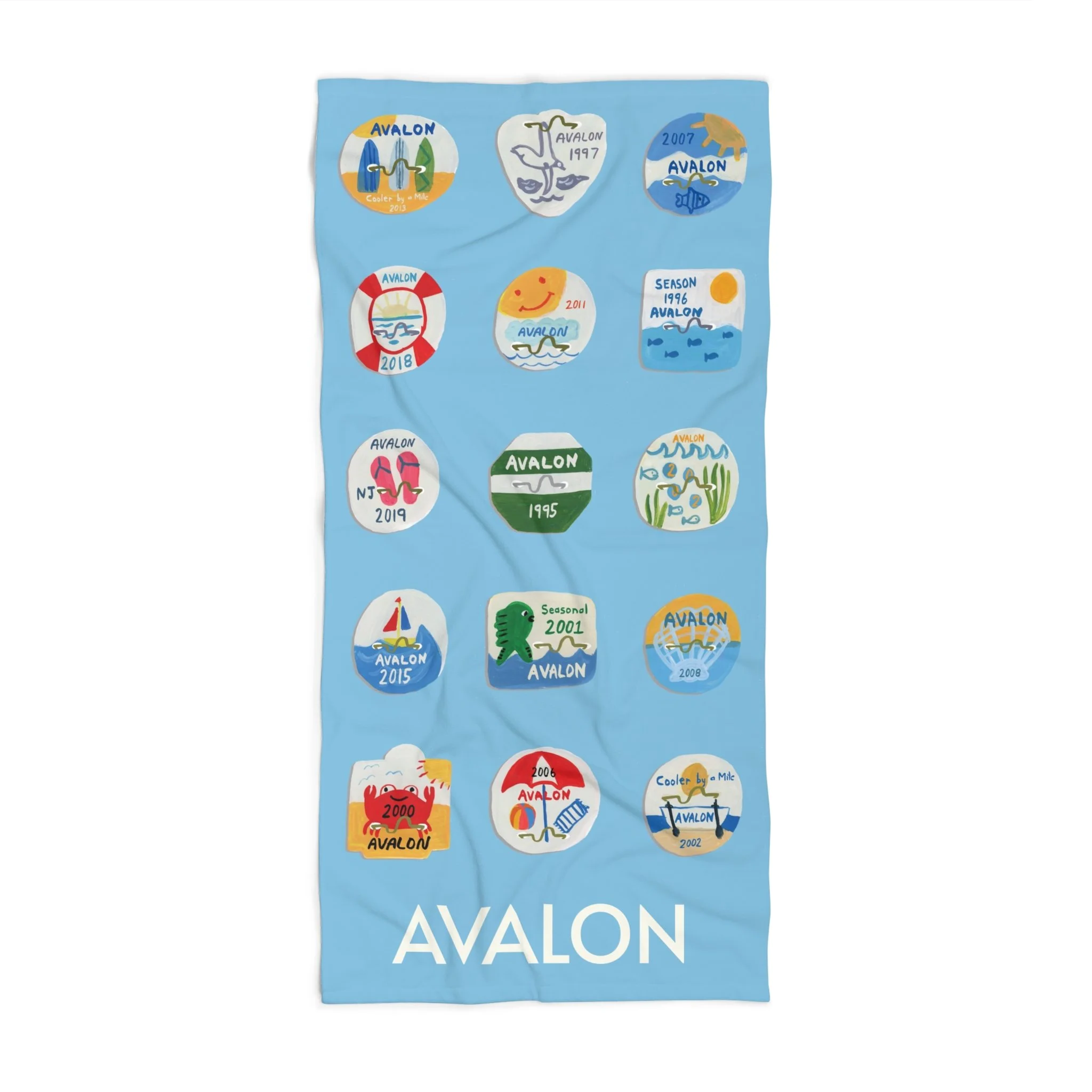 Avalon NJ Beach Badge Towel - Personalized