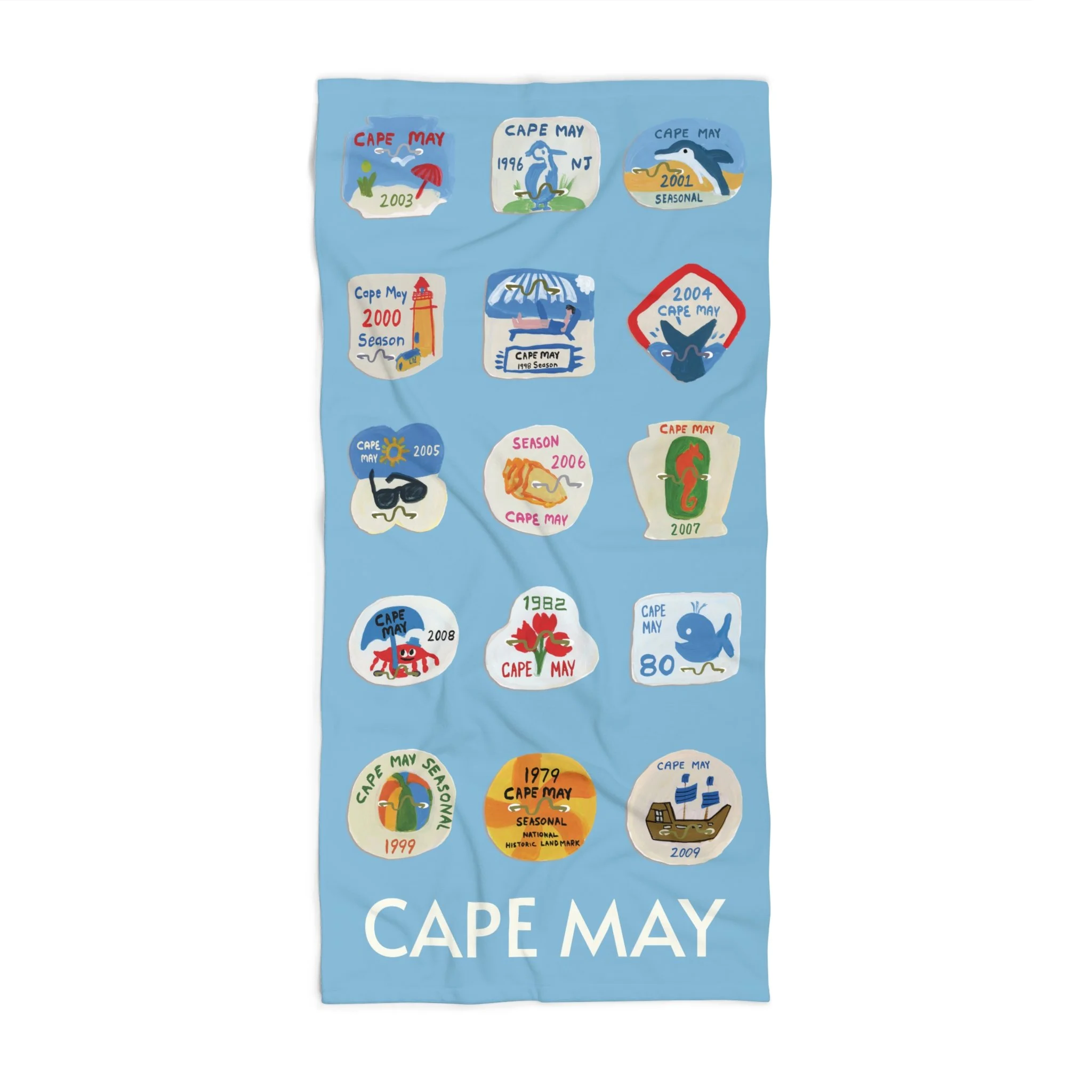 Cape May NJ Beach Badge Towel -  Personalized