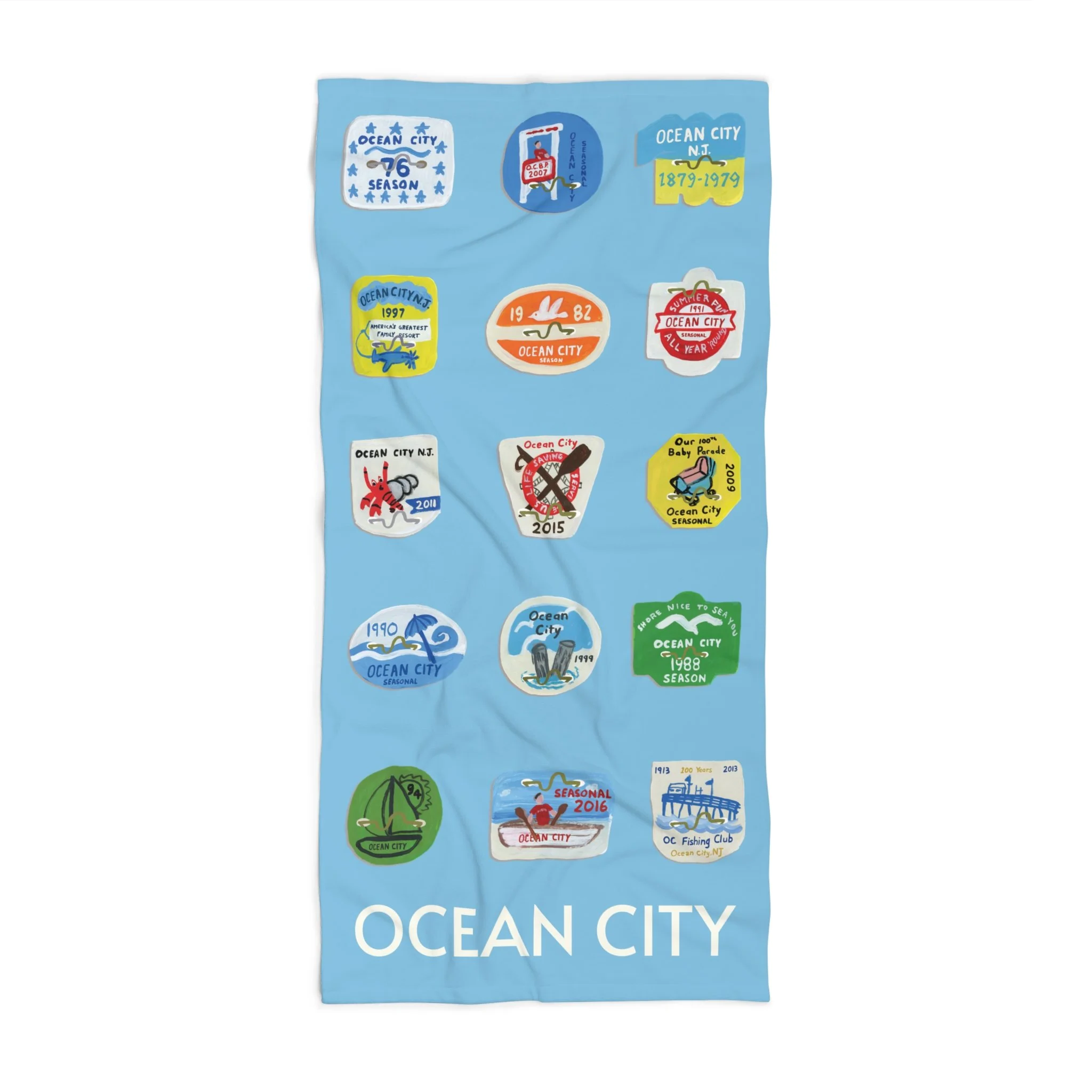 Ocean City NJ Beach Badge Towel - Personalized