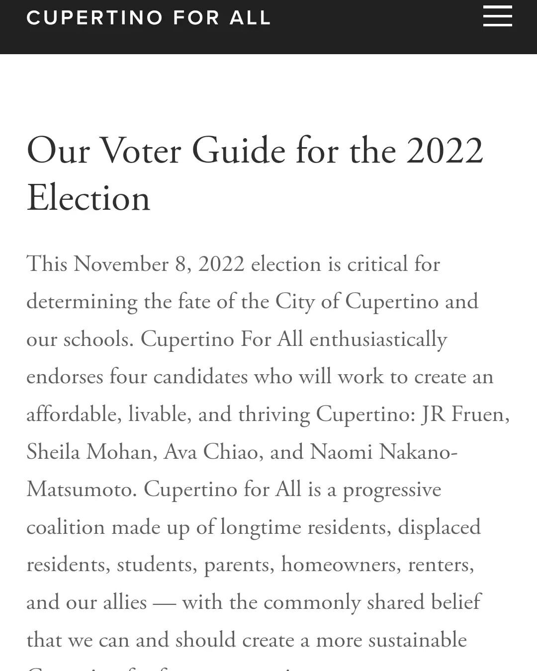Thank you. @cupertinoforall for the endorsement!