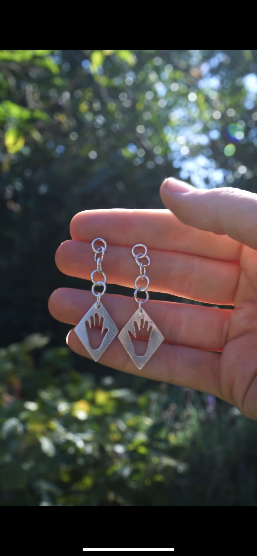 Saw-Cut Hand Chain Earrings