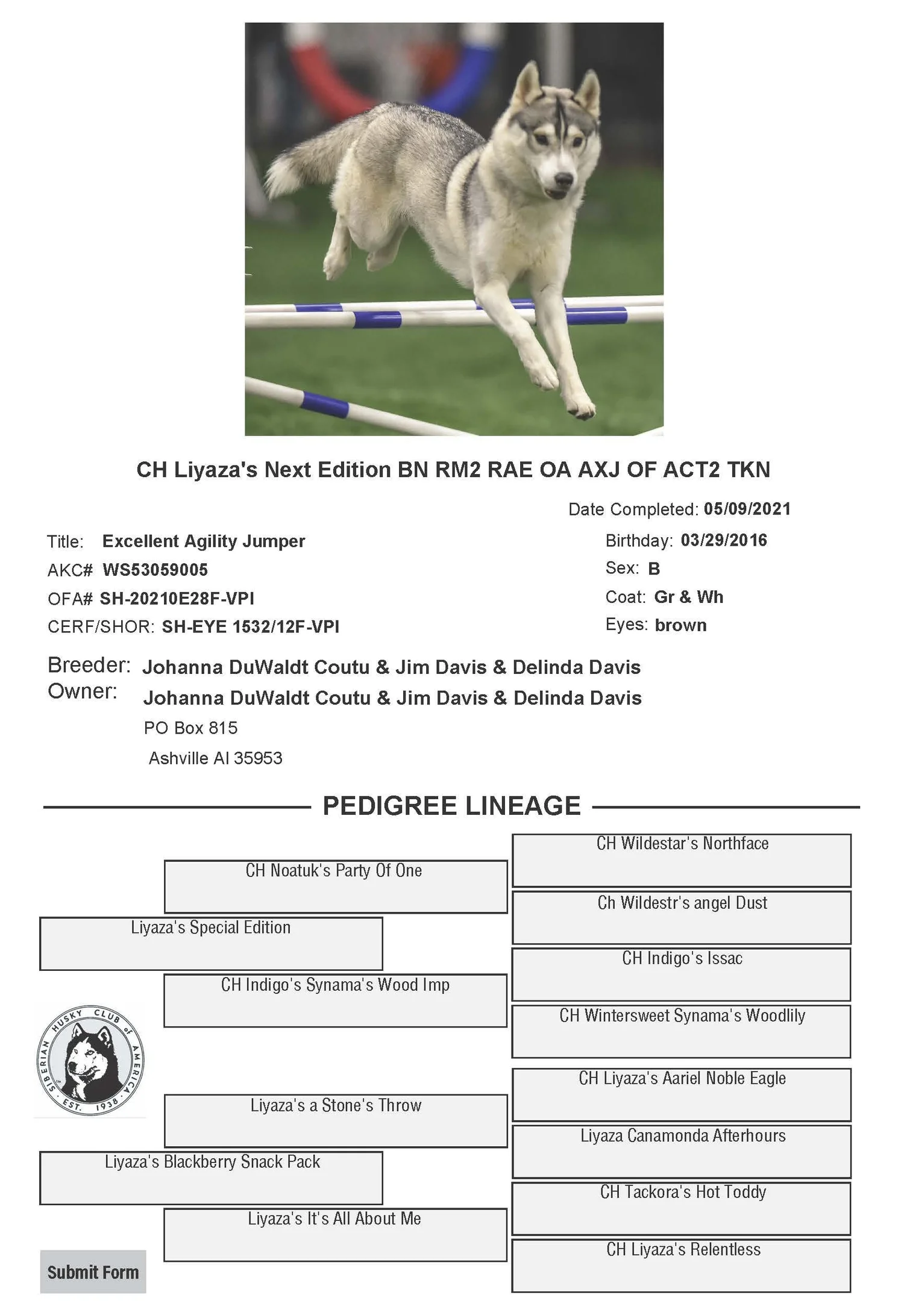 Store 2 — Siberian Husky Club of America, Inc