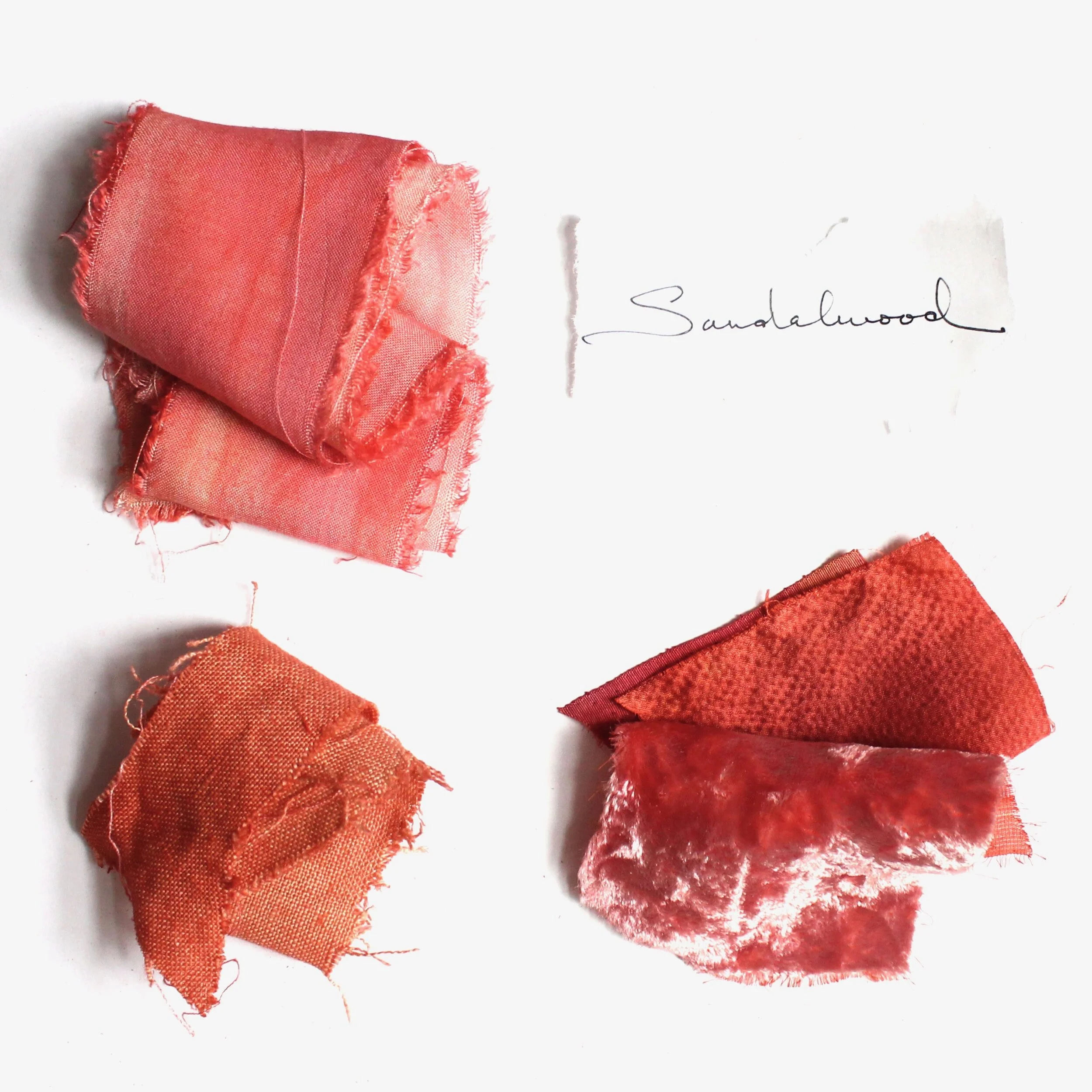 SandalwoodThe sandalwood dye comes from the heartwood of a tree which grows in Southern India and the Philippines.