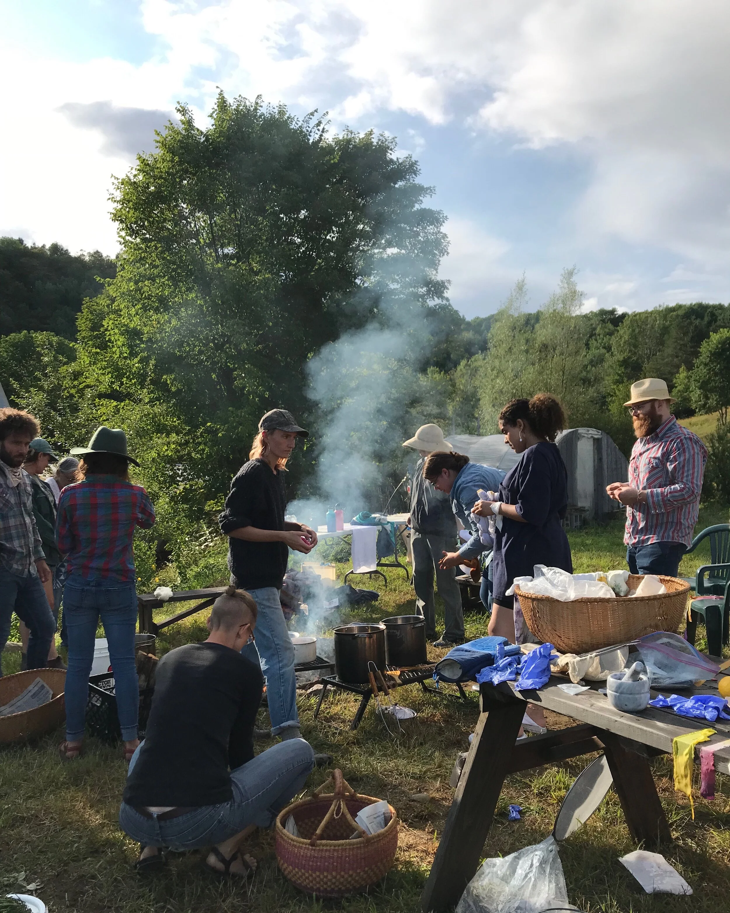 Natural dye workshop at Free Verse Farm. August 2019.