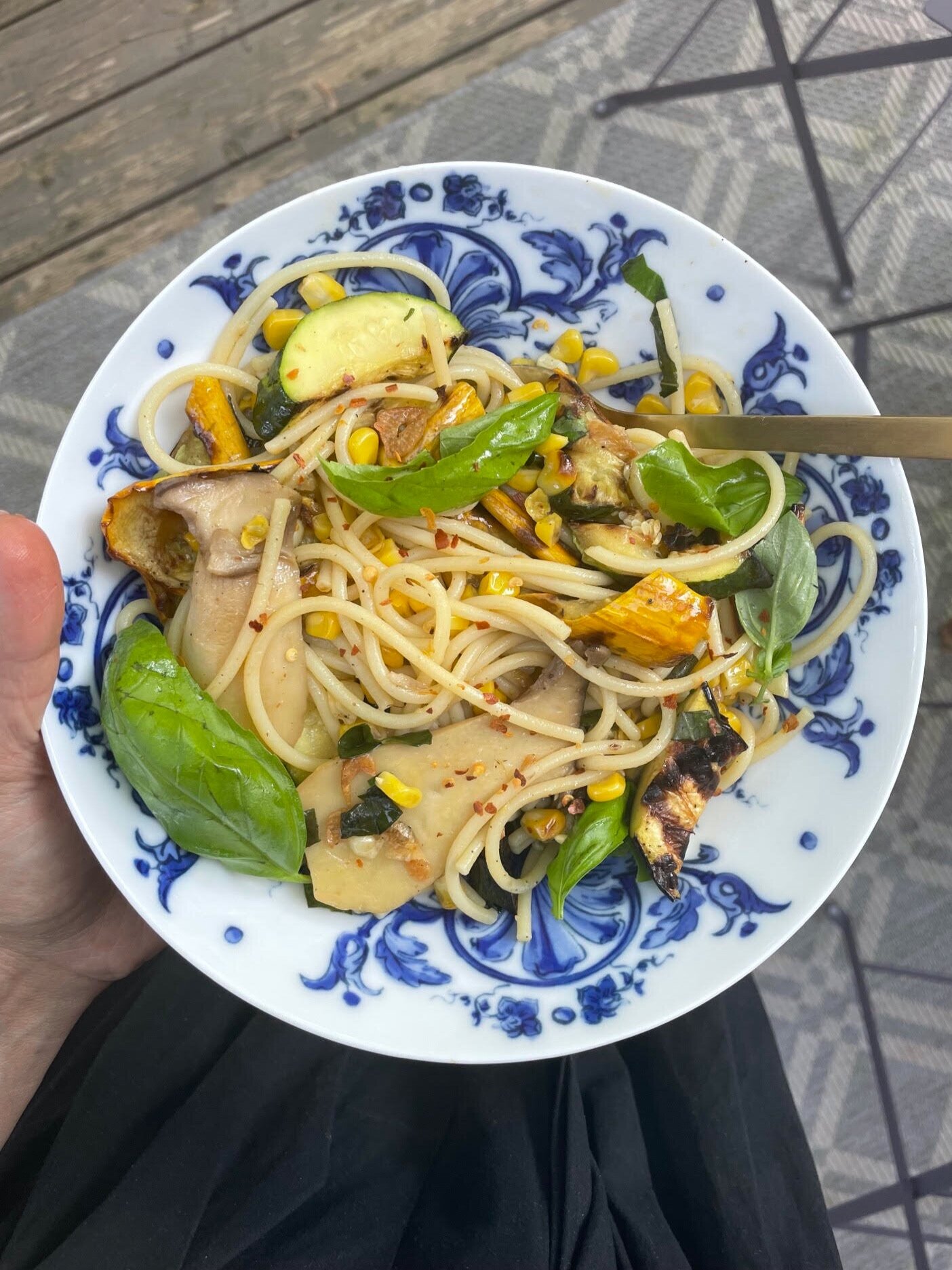 grilled corn and zucchini pasta (v + gf) 