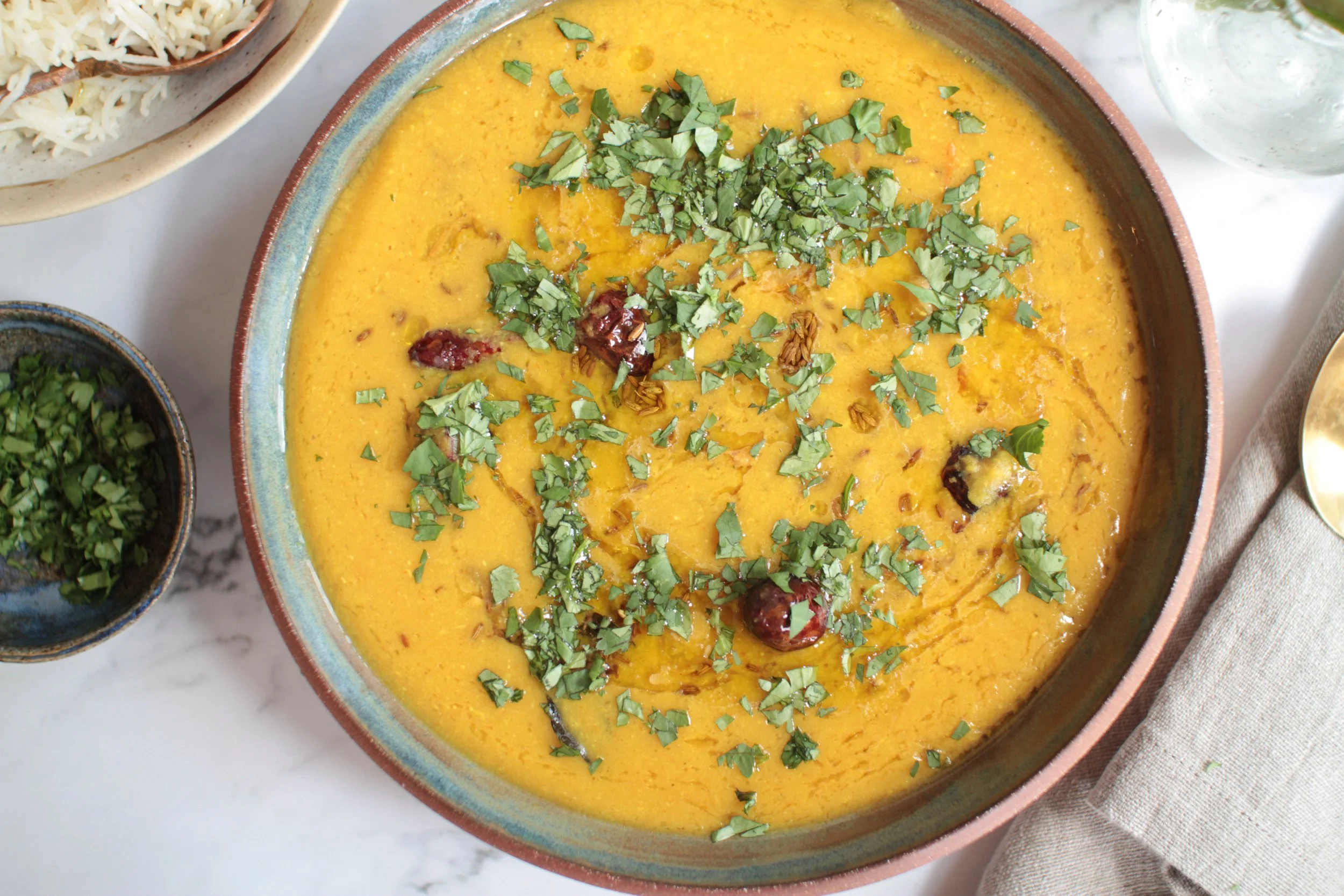 yellow and red lentil dal / moong and masoor dal
