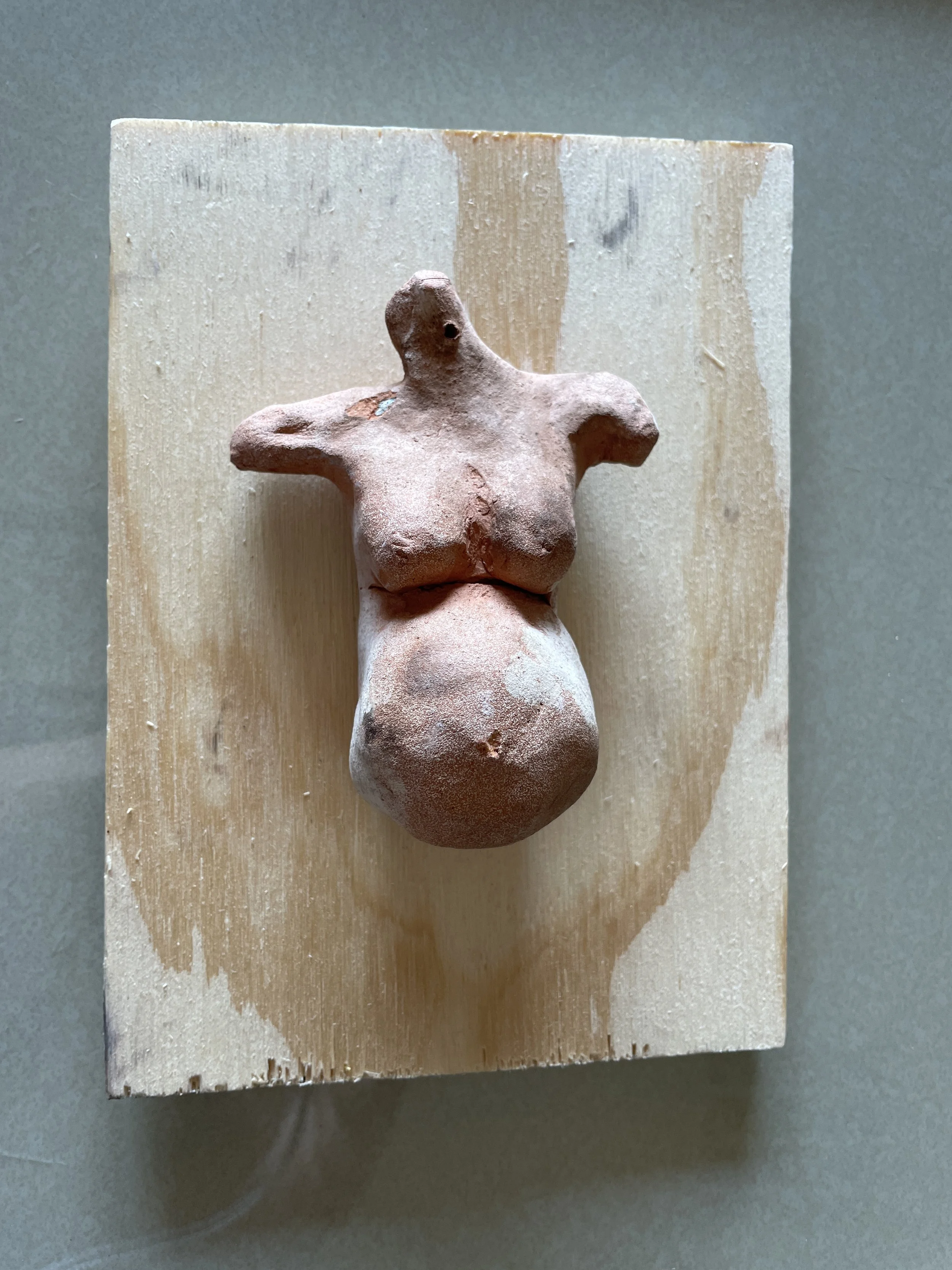 milagro 20, 2023 
Not Mexican terracotta and primitive fire, plywood, 5 x 7 inches, $150
