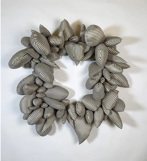 Rebecca Tully Fulmer
Convergence, 2026 Silk fabric, synthetic padding, waxed linen thread, and wood structure 30 x 30 inches $2800 
e-mail for inquiries: rtful@mac.com