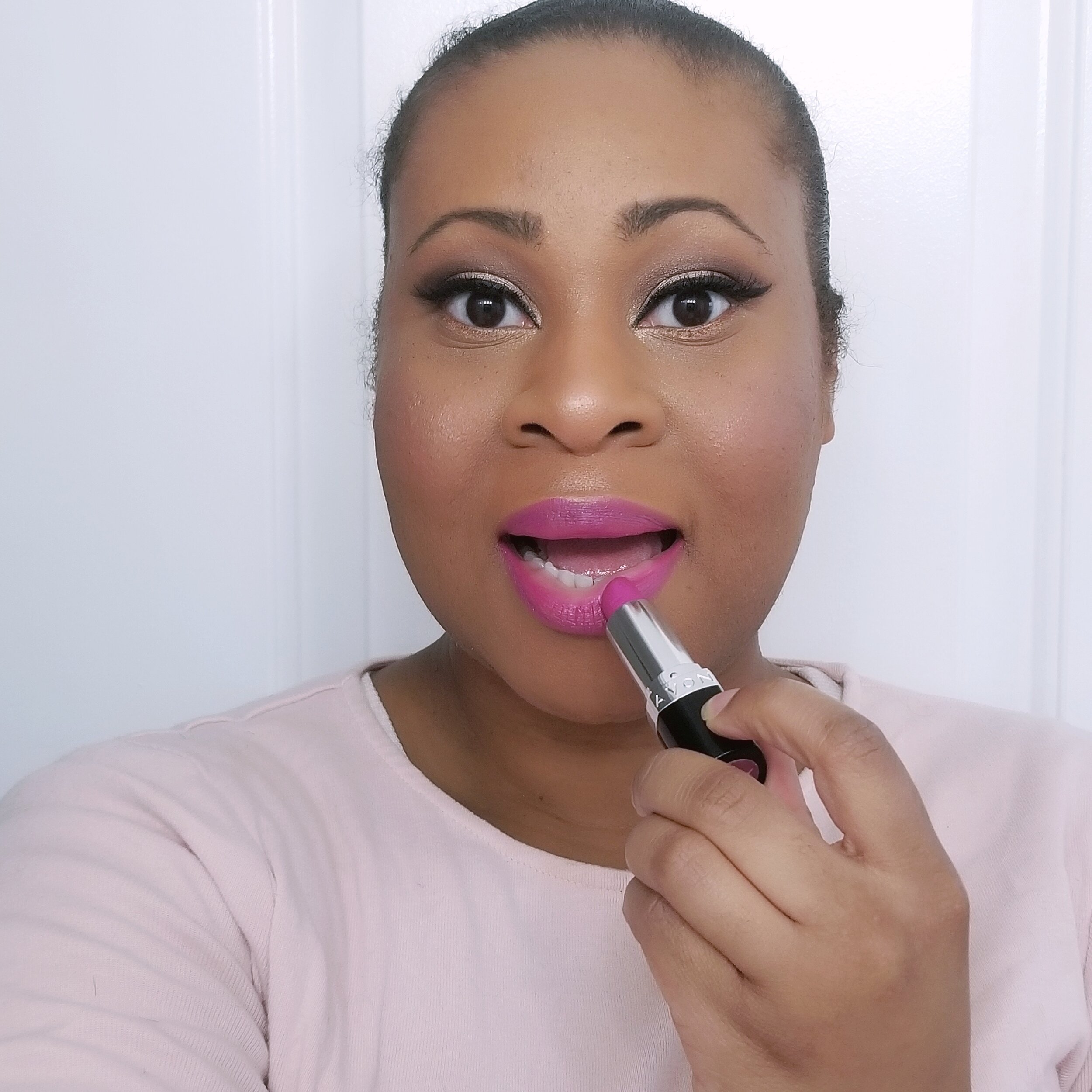 Georgiana with Avon True Color Lipstick