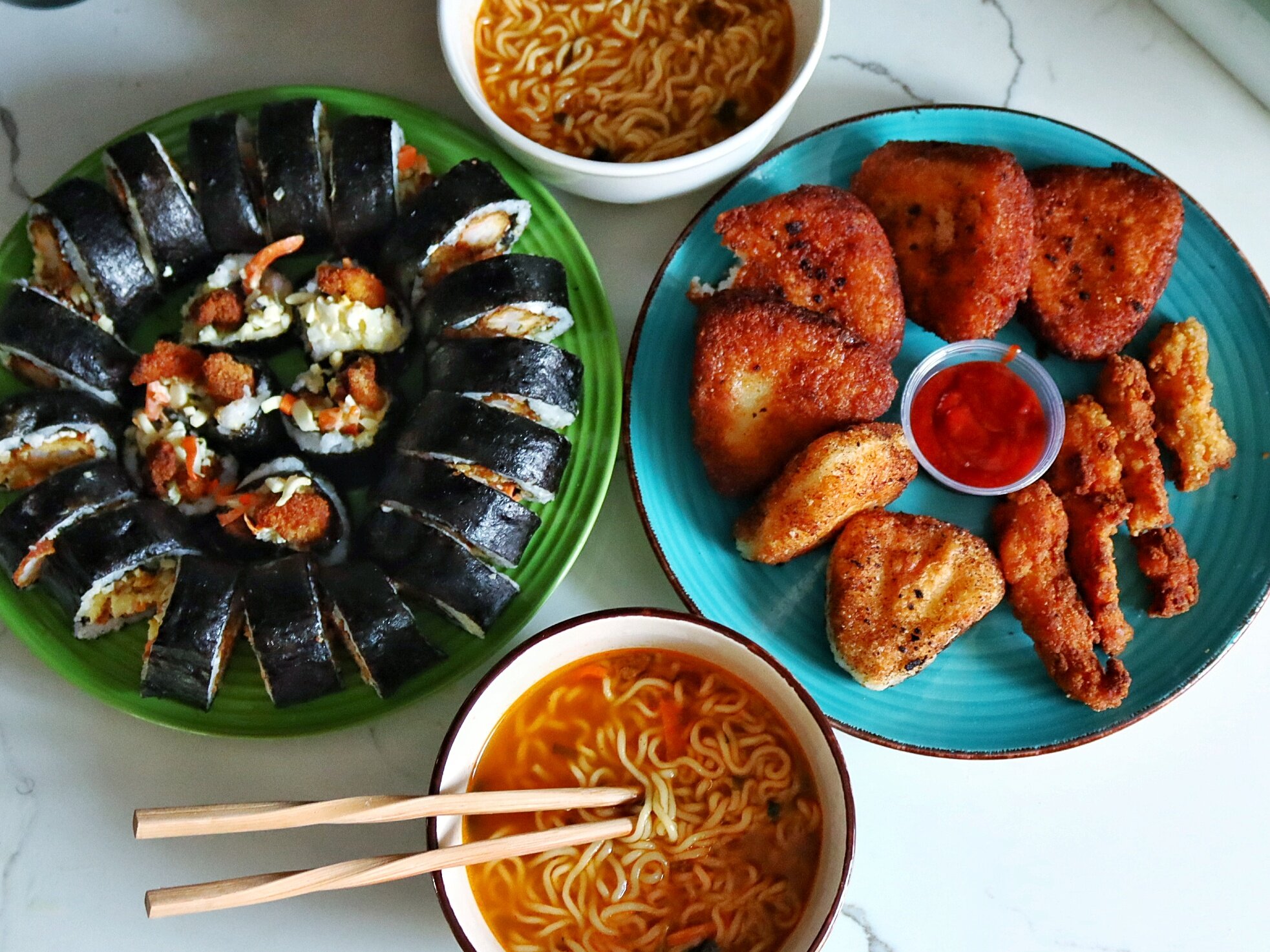 Korean Kimbap and Jin Ramen