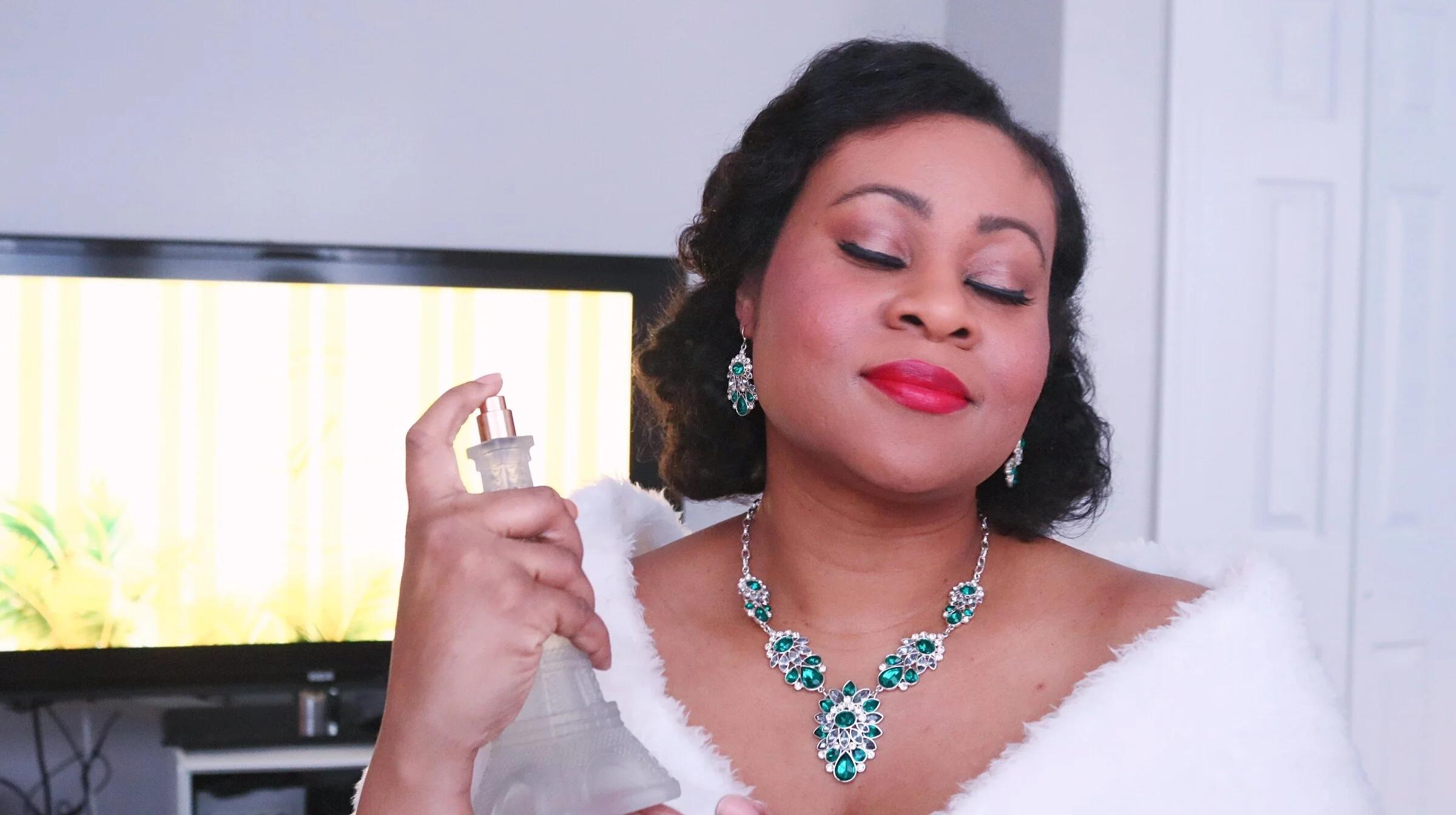 Hollywood glam makeup on Black woman