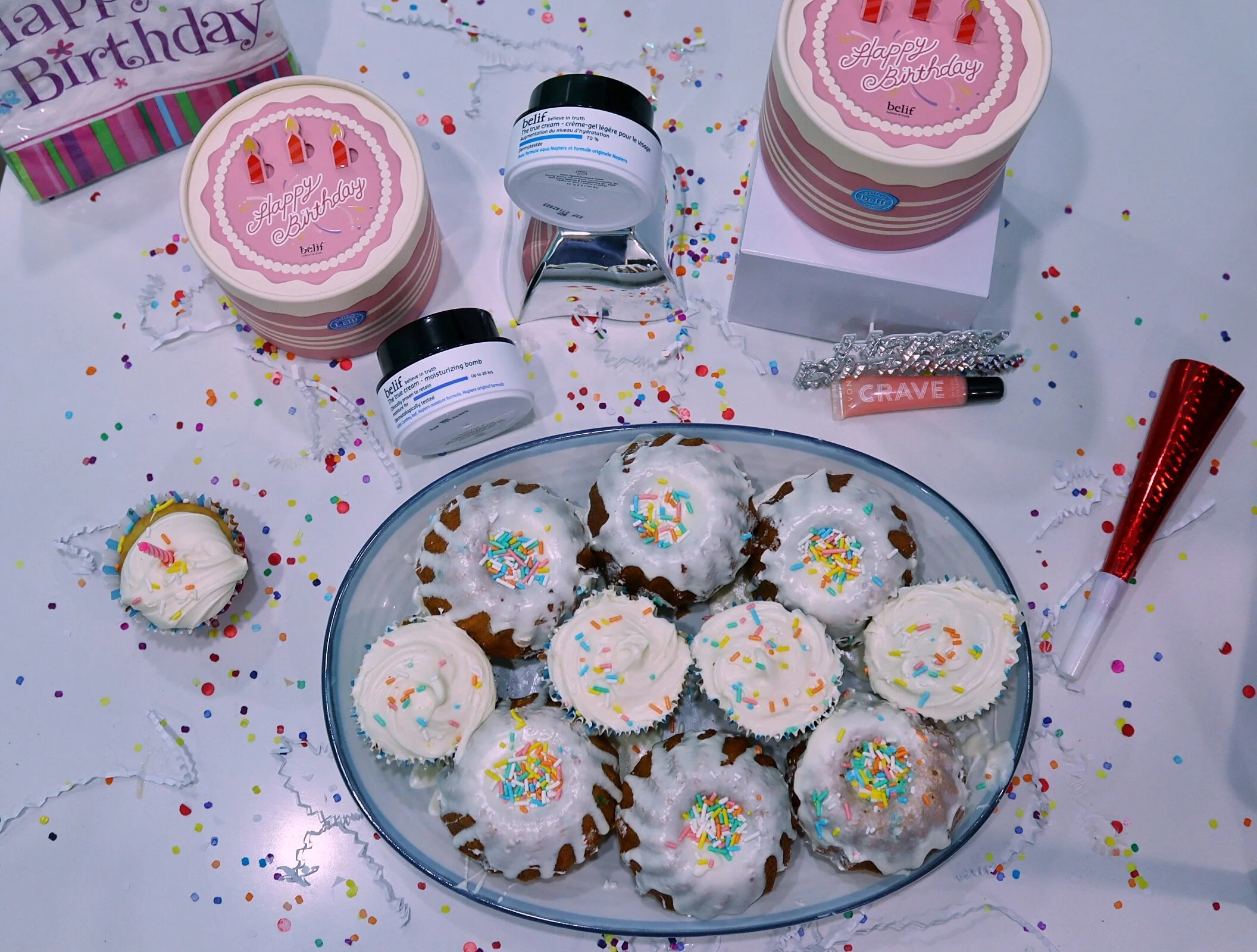 belif aqua bomb and moisturizing bomb birthday party