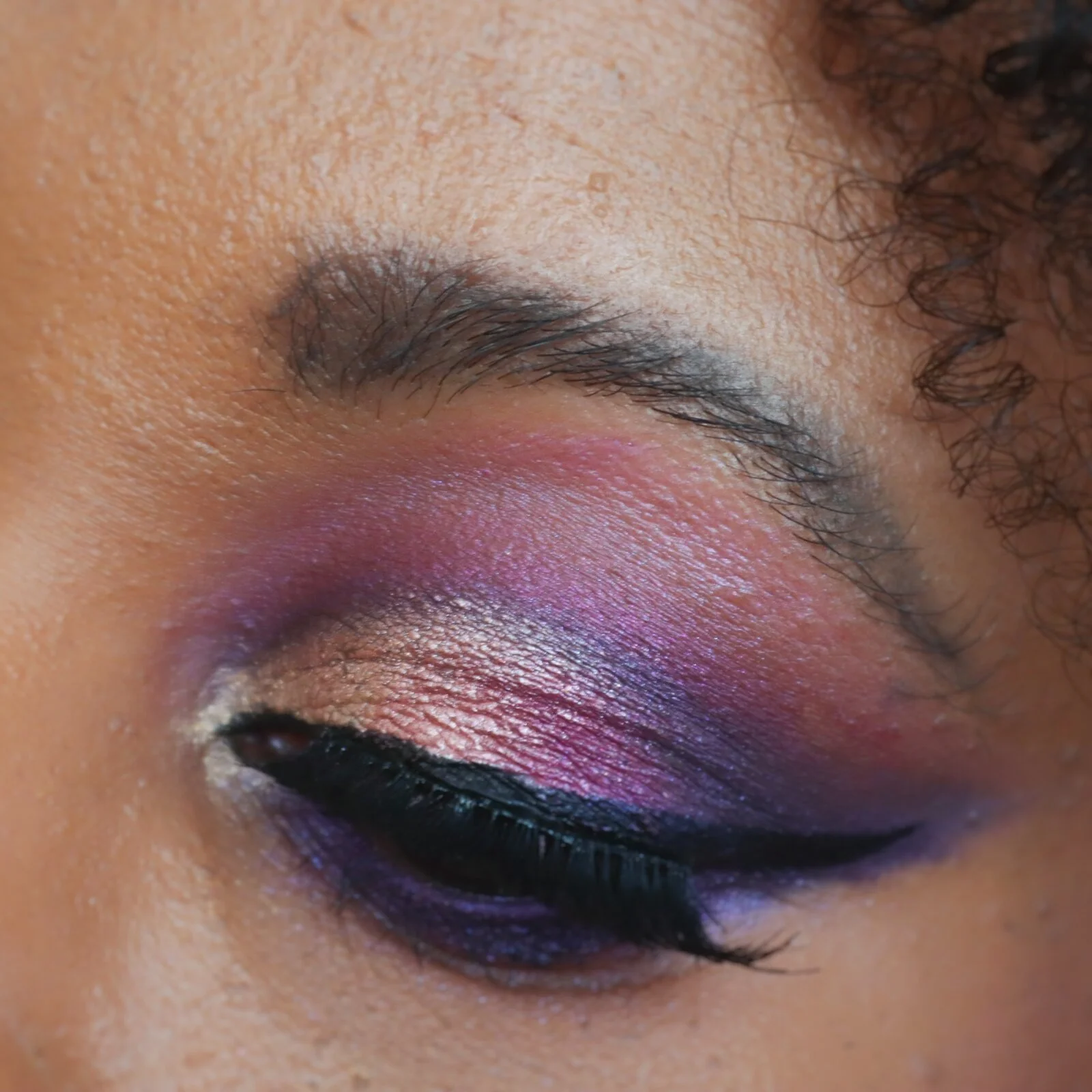 Dark purple and gold cut crease eyeshadow