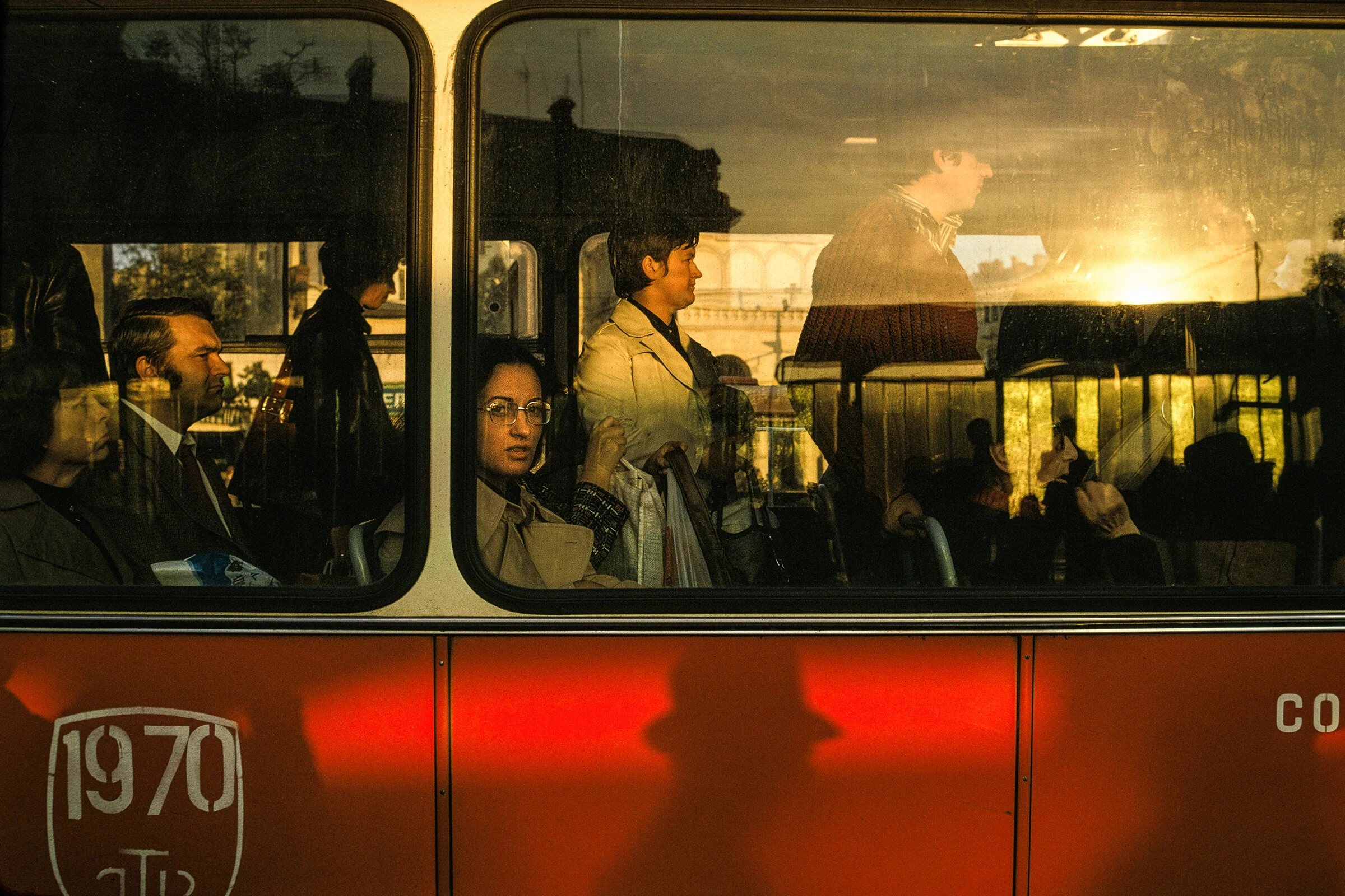 Red Bus with Sunlight