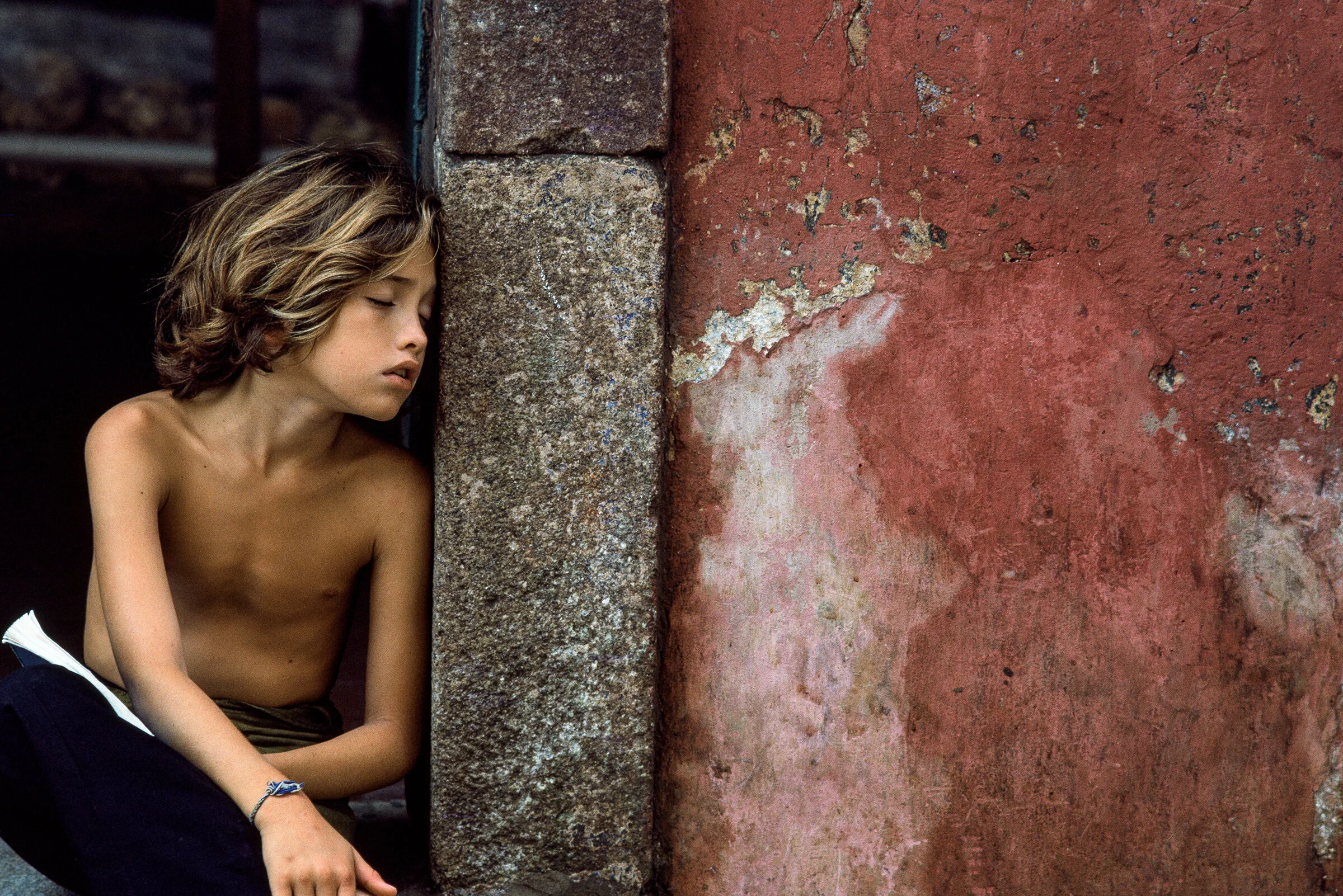 Young Boy Asleep Leaning on Wall, Bahia