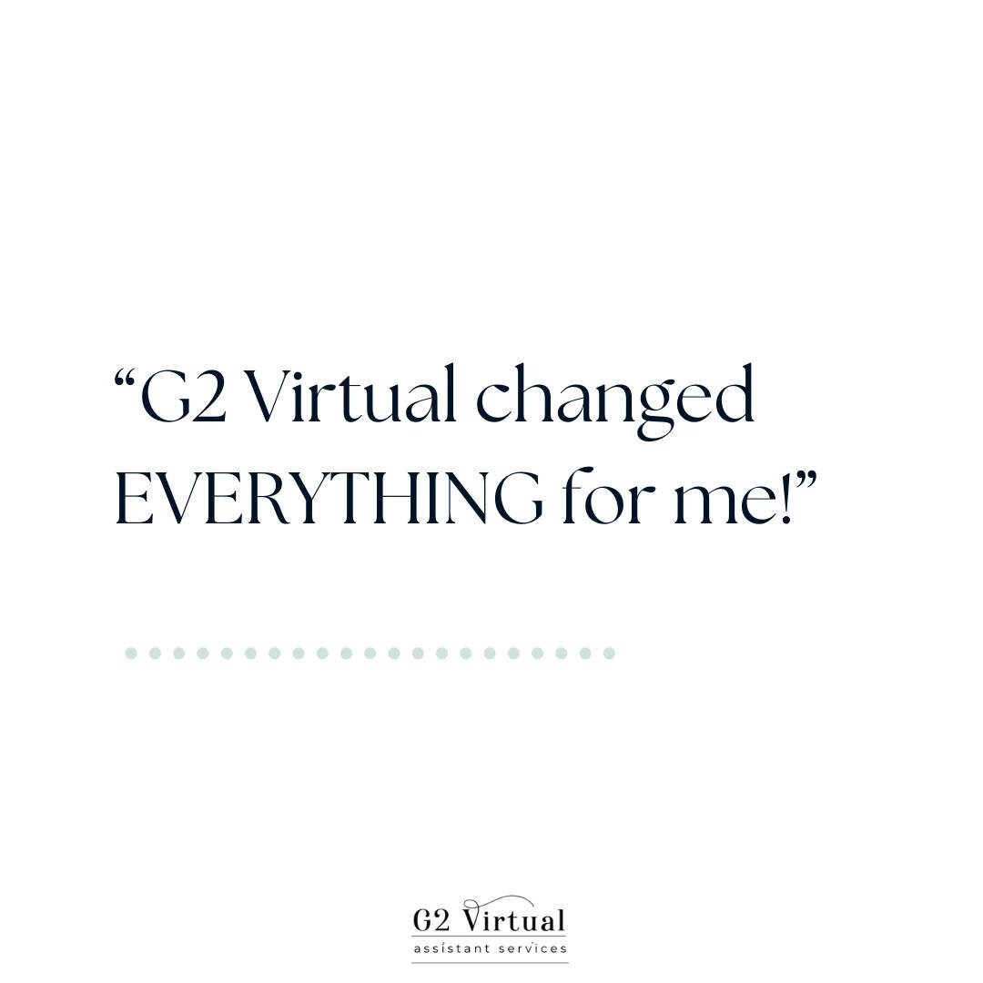 ⭐️ &ldquo;G2 Virtual changed EVERYTHING for me!&rdquo;

There are no words to describe how AMAZING this feels to receive as feedback! We are so grateful for our wonderful clients and love helping them change their lives!

Virtual assistant | Small bu
