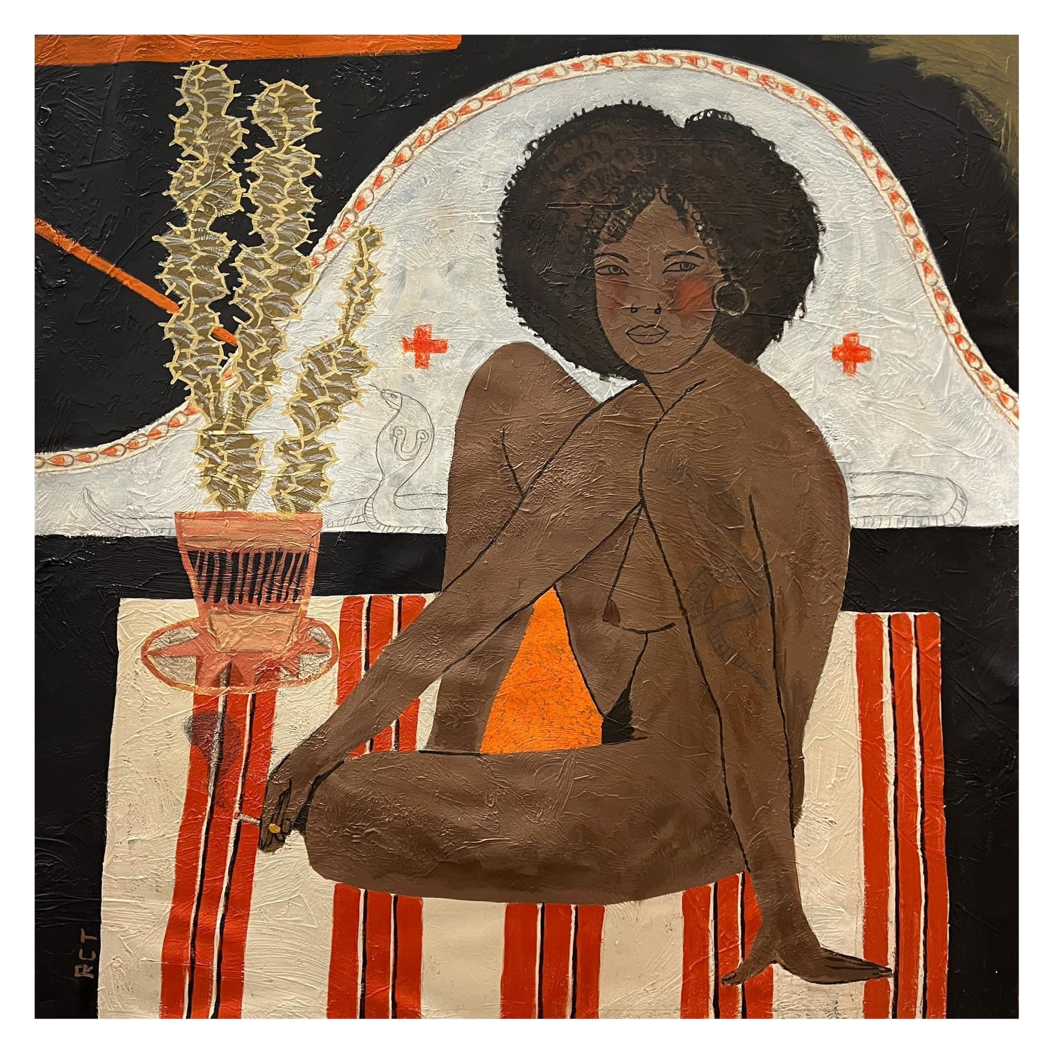 "Cobra" 48x48 inches mixed media on canvas 2023