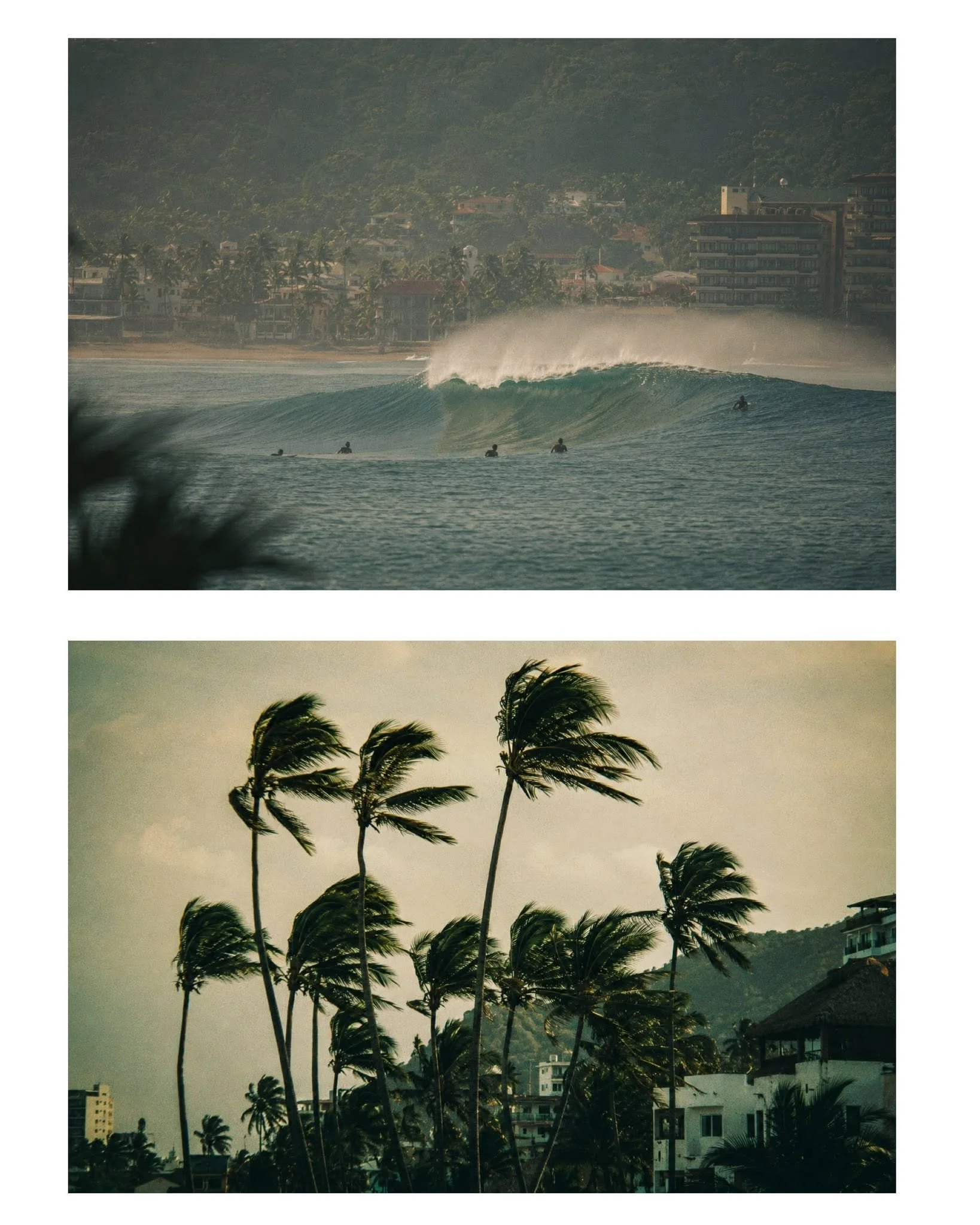 Ocean waves and surfers off the coast of Puerto Vallarta, photographed by Laura-Lise as inspiration for her watercolor illustrations and creative work.