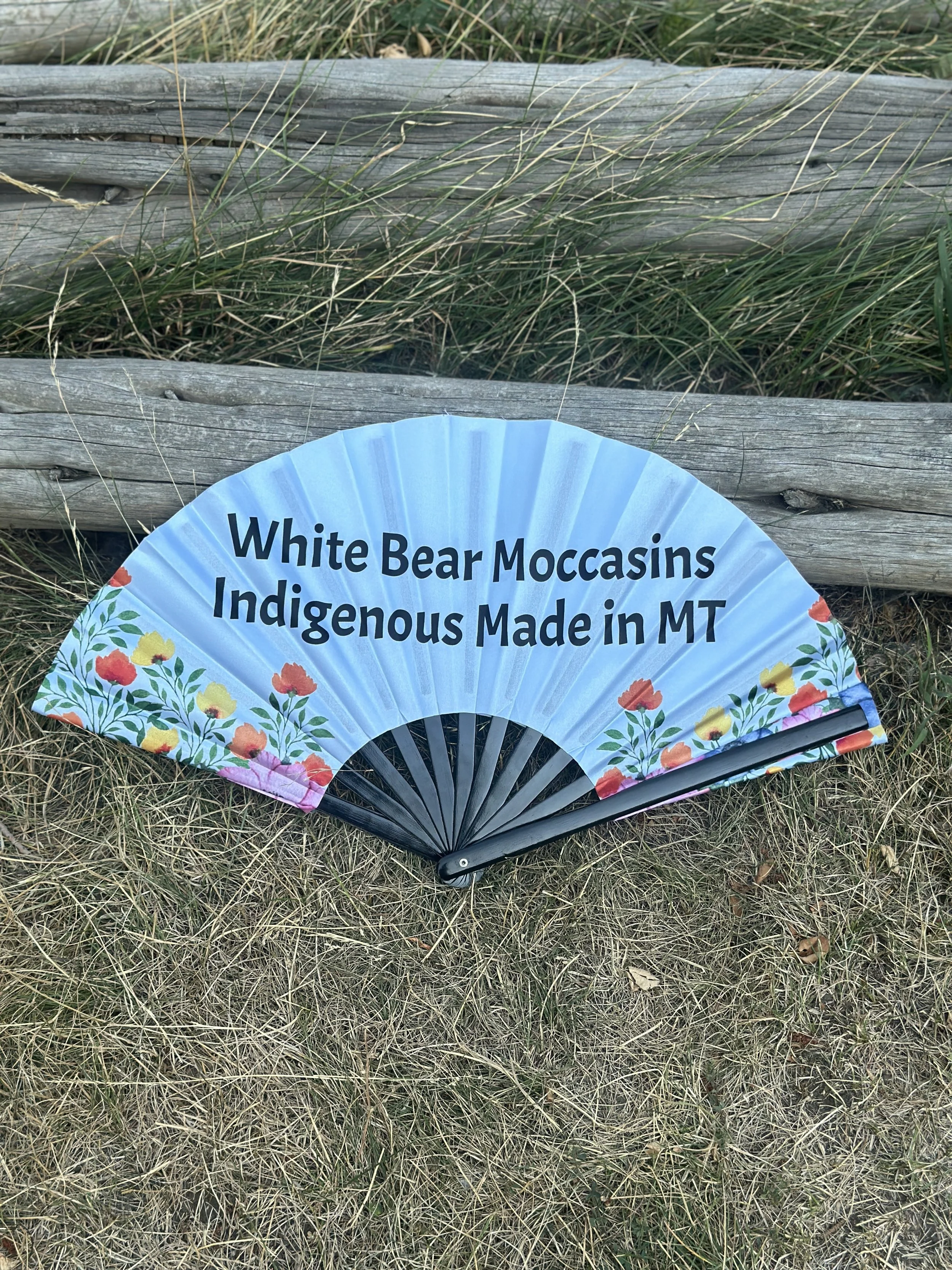 Powwow Fans "White Bear Moccasins Swag"