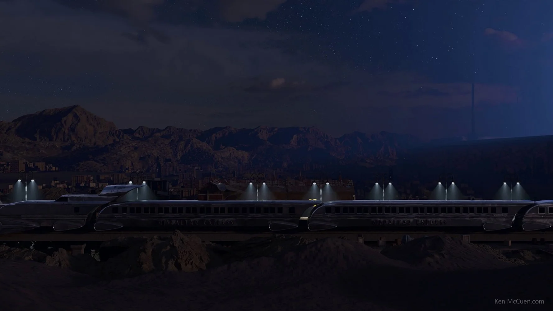 Train station with monorail