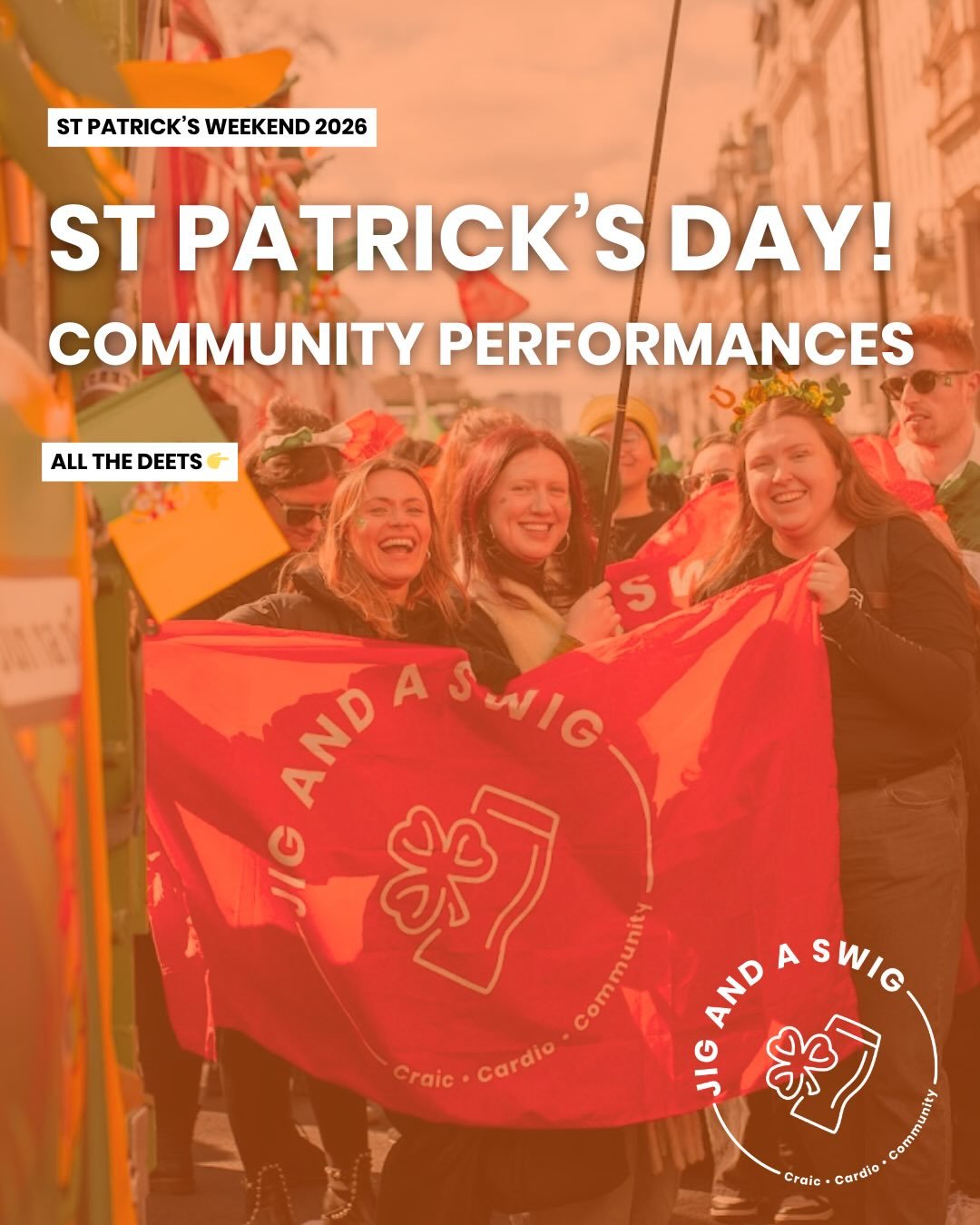 March madness is almost here! 🎉 ☘️ 🇮🇪 👯&zwj;♂️ 💚 

Our jiggers are excited to show off their moves all around London to celebrate St Patrick&rsquo;s Day! 🕺 

We&rsquo;ve got a ton of free events where you can watch some jigging, cheer them on a