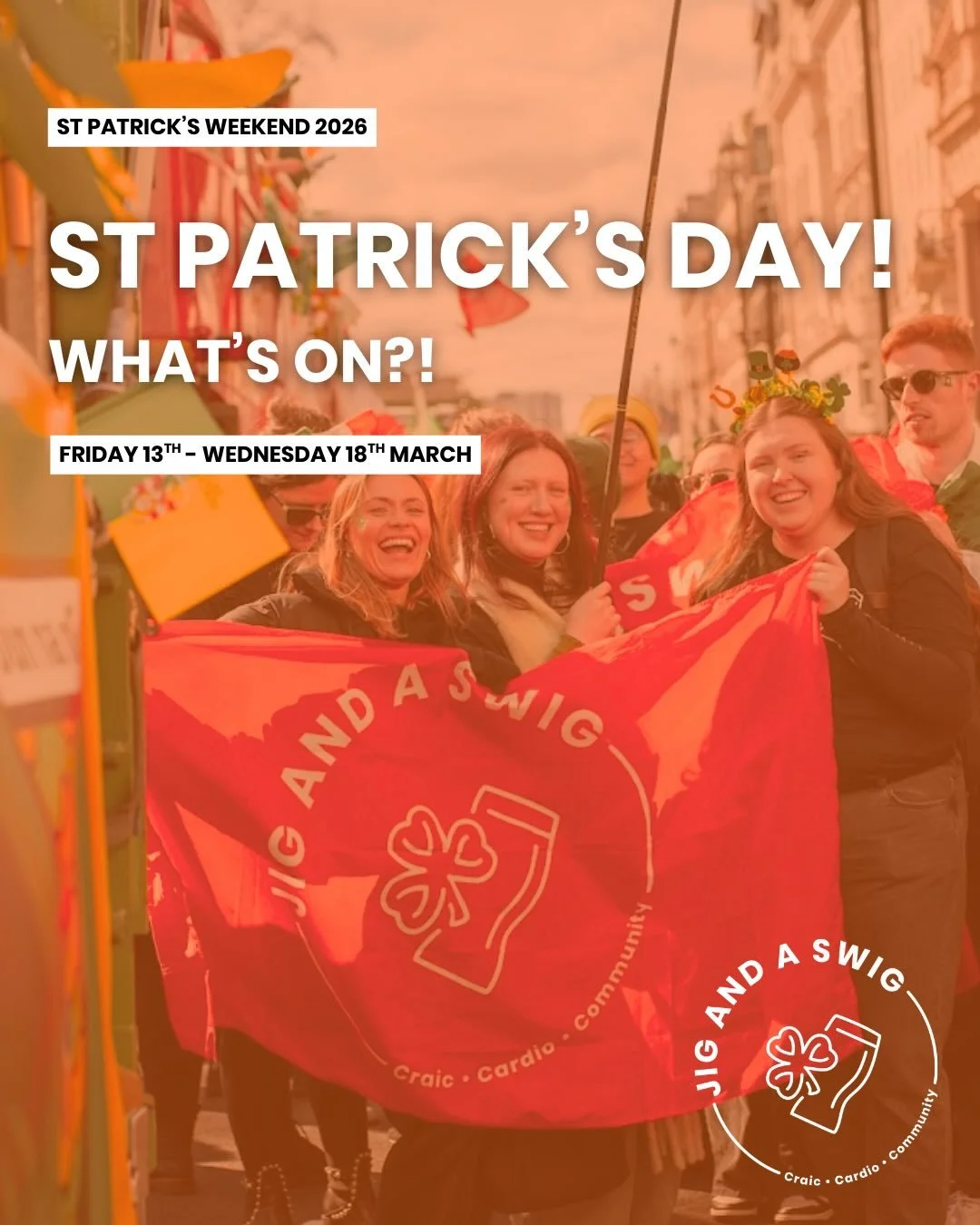 A big ol&rsquo; week ahead!!!! 🎉 🇮🇪 ☘️ 👯 

All the deets 👉👉👉👉 

Come cheer on our jiggers across London and join for a step or two 🕺 

@ceilidhclub 
@mercatometropolitano 
@stpatsdayldn 
@headtheballevents 
@theshipsouthwark 
@howlhoxton 
@t