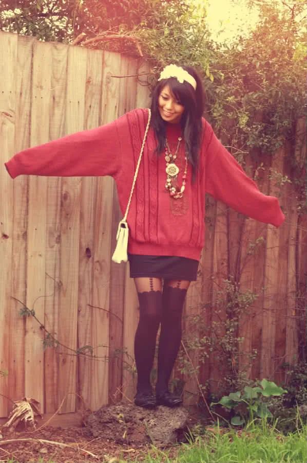 Lounging In My Vintage Maroon Jumper