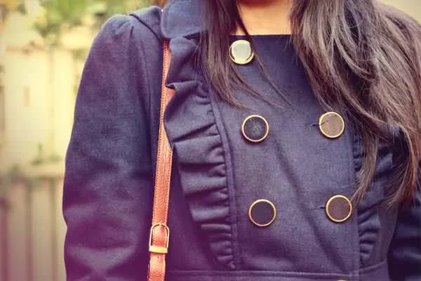 Navy Ruffle Coat & Over the Knees