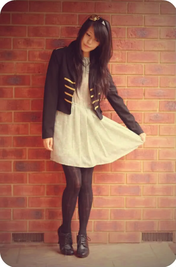 Vintage Mint Green Dress & Bow Pattern Tights