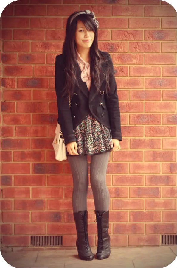 Grey Silk Bow Headband & An Embroidered Tie-Neck Blouse