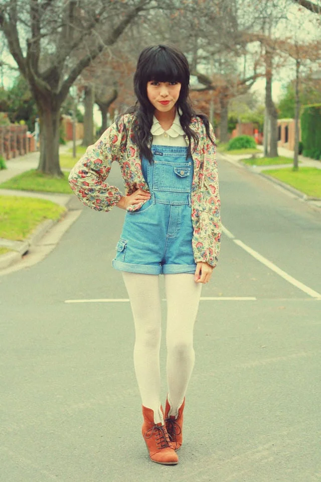 Vintage Overalls & a Floral Velvet Cardigan