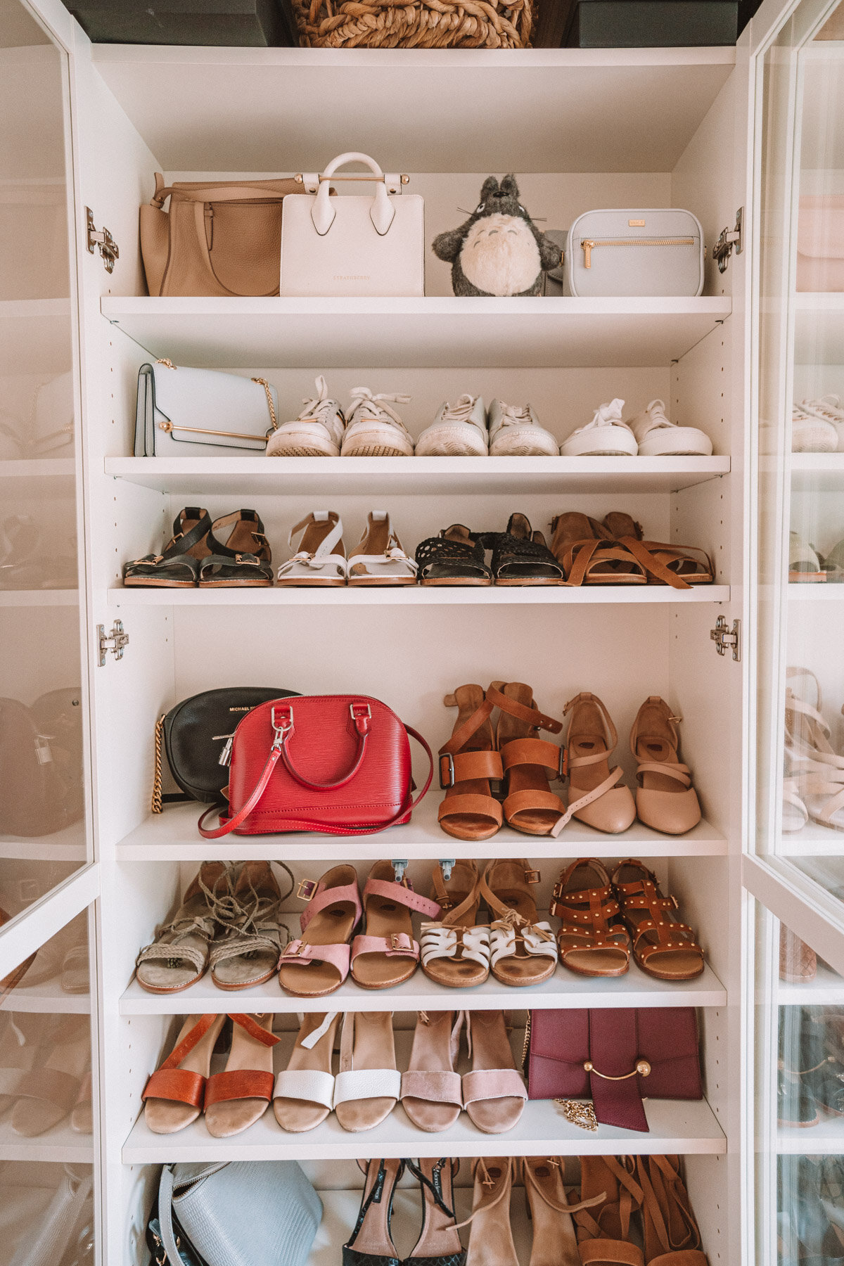 Use bookcases to store and showcase your handbags/shoe collection