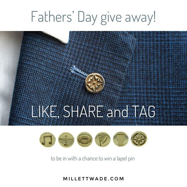 To celebrate Fathers&rsquo; Day we are giving away a lapel pin of your choice to one lucky winner. 
Just LIKE our Facebook page, SHARE the competition and TAG a friend to be in with a chance to win. .....Winner will be announced  Tuesday 16th of June