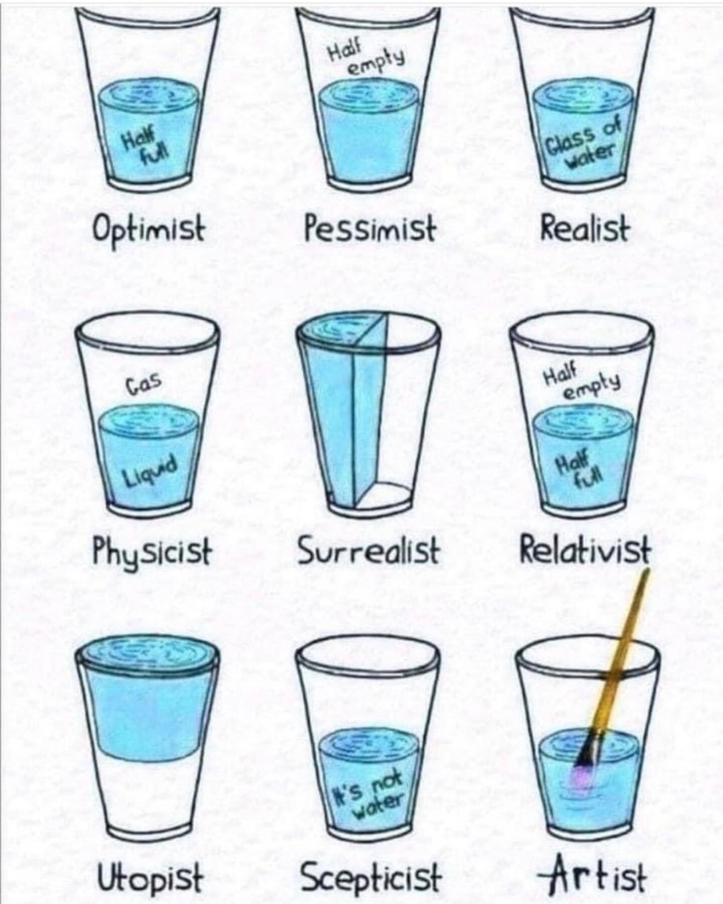 Can relate&hellip;. 
Which one are you? 😝

#glasshalffull #optomist #artist #glassofwater