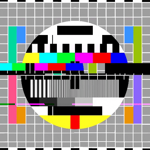 Écran de test de television avec motifs colorés et lignes de contrôle