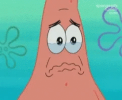 Une image de Patrick Étoile de la série Bob l'éponge, avec une expression triste ou préoccupée.