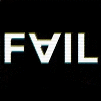 Le mot 'FAIL' inversé horizontalement en lettres blanches sur fond noir.