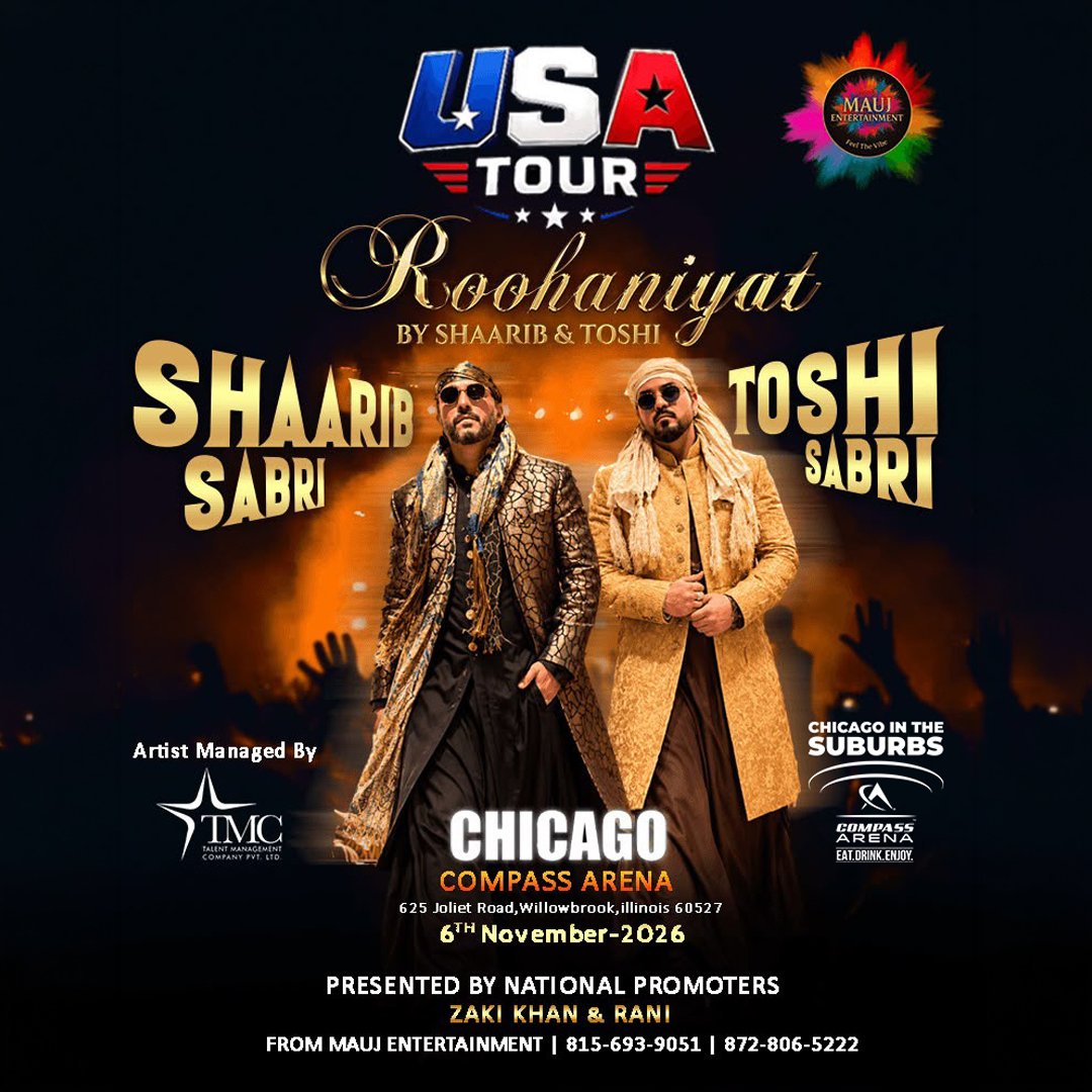Roohaniyat USA Tour: Shaarib & Toshi Live in Chicago