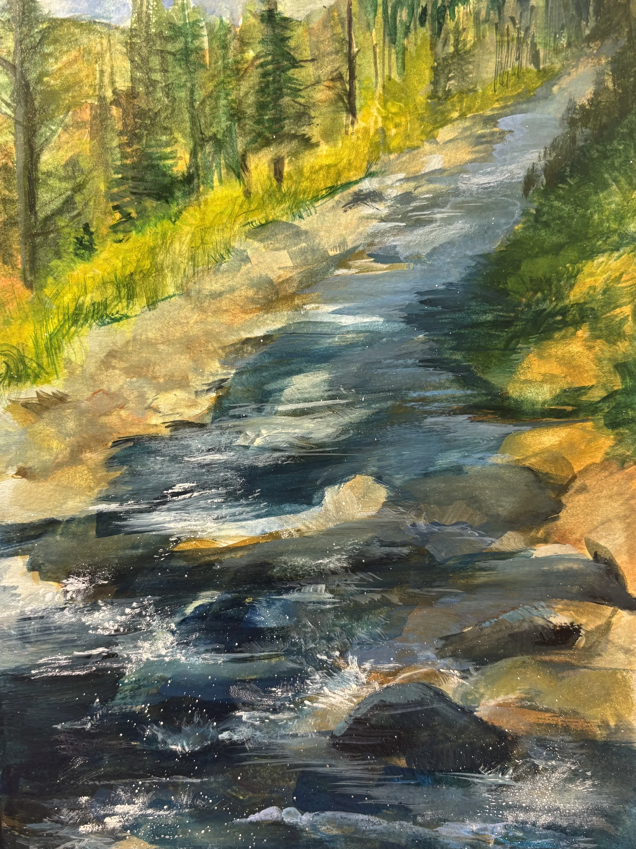 Greyrock Trailhead Bridge, Gouache on paper, 12 x 9", $150.00 