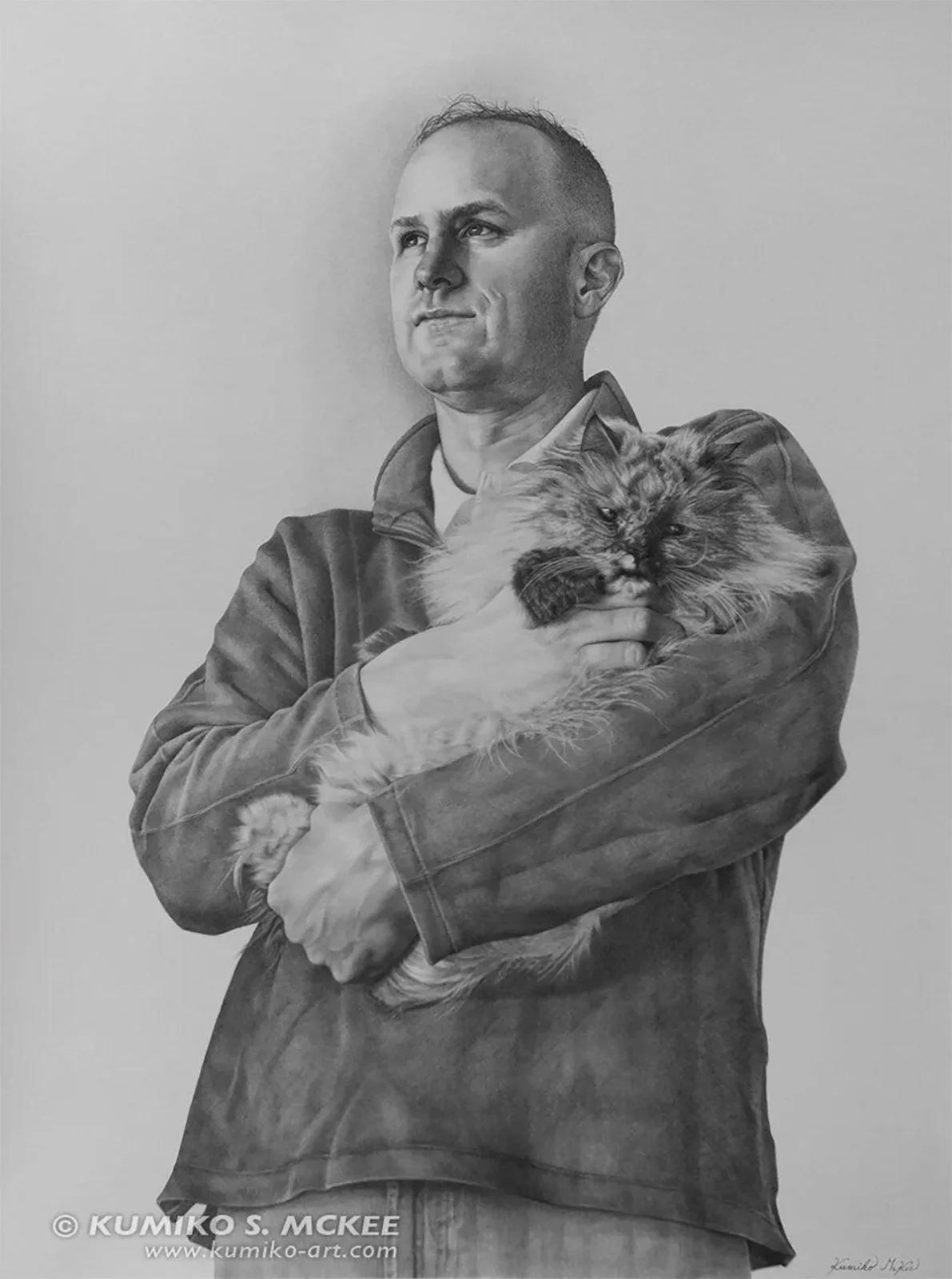 Husband and Pet of Artist
Graphite on Paper
40"X30" (102cm x 76cm)
2011