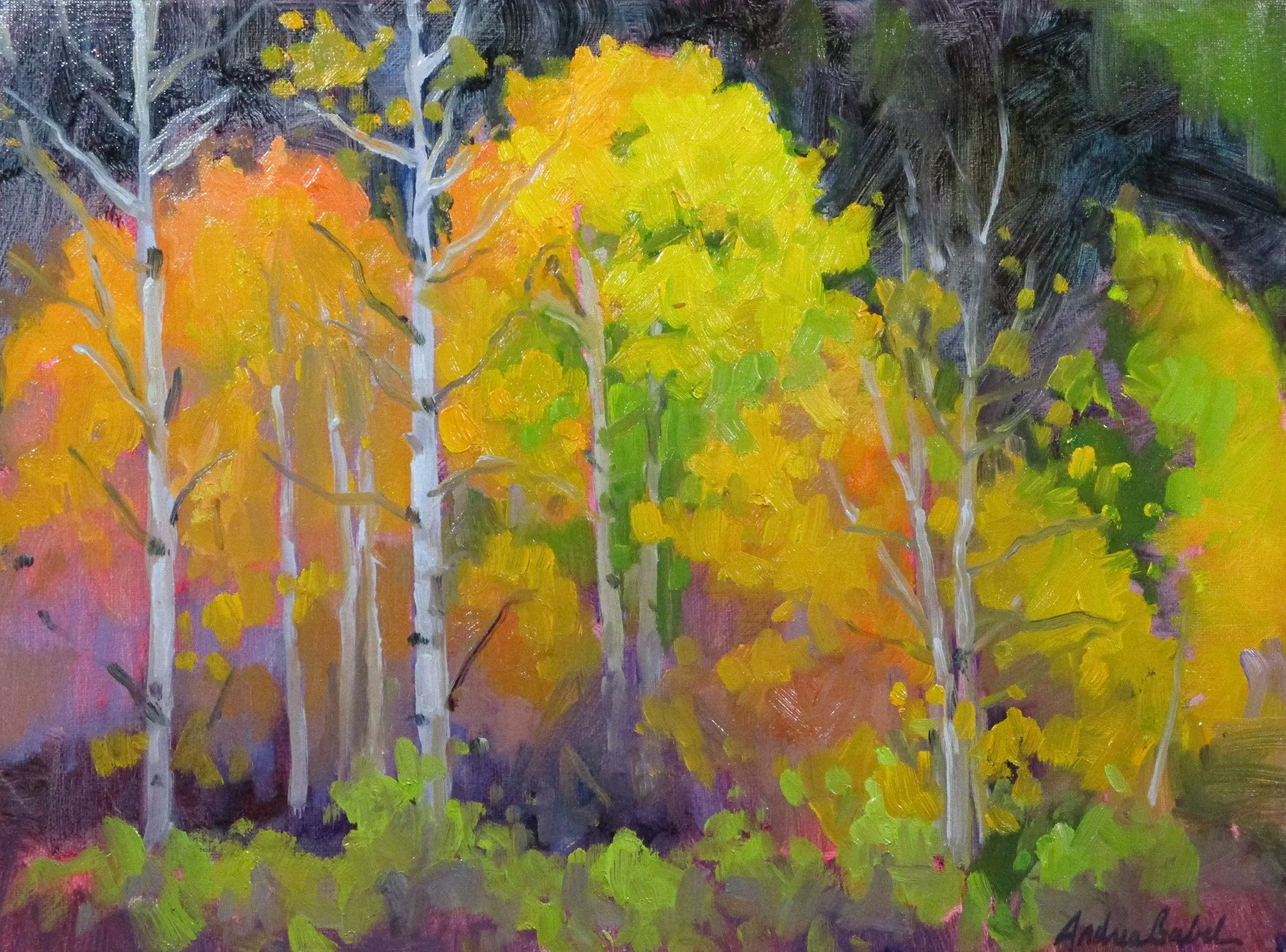 Gabel, Autumn Luminescence, oil-plein air, 10-4-18, 12x16, 600., La Plata Canyon near Durango,CO.jpg