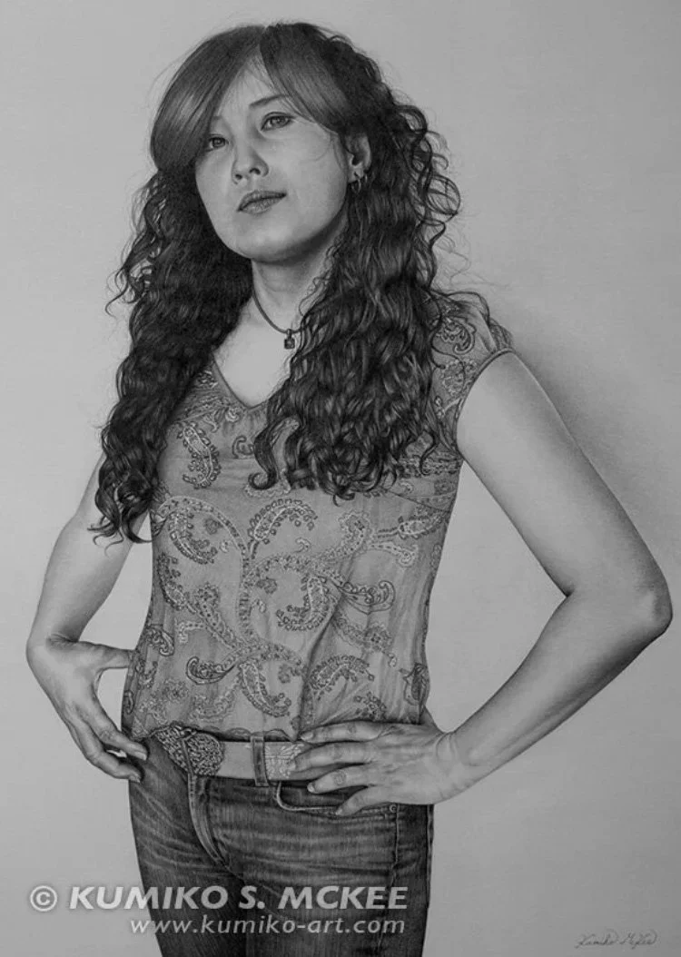 "Portrait of Artist" (Self-Portrait) Graphite on Paper 40"X30" (102cm x 76cm) 2007