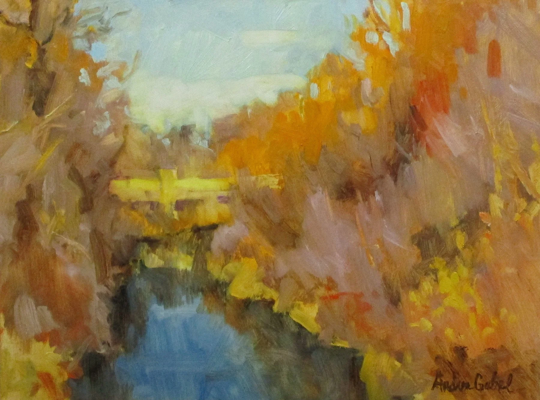 Gabel, January River, 12x16, oil plein air, 1-19-19, 600., Loveland, River's Edge N A.jpg