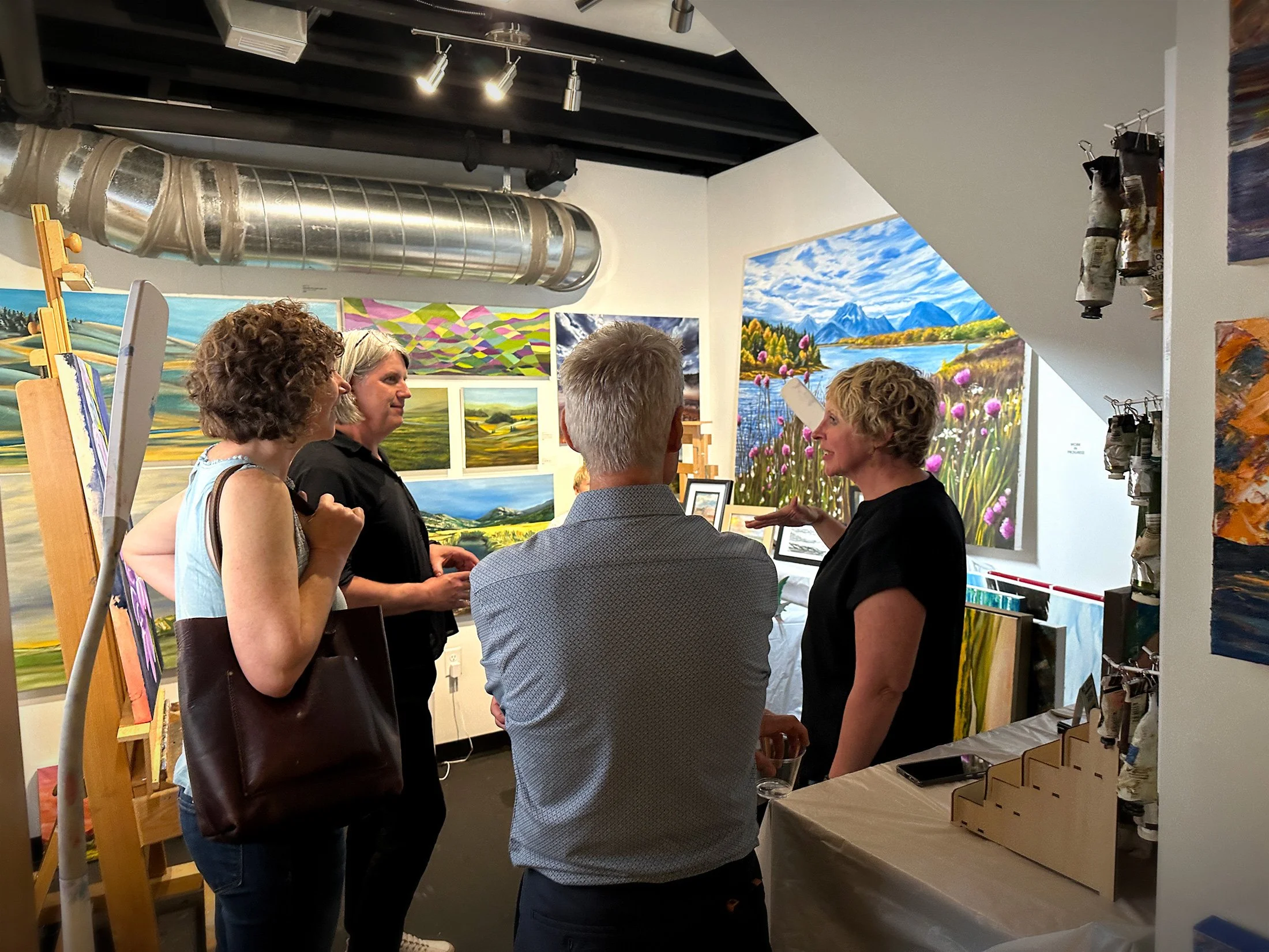 3 Square Art Studio Artist Kelly Curl showing her studio work