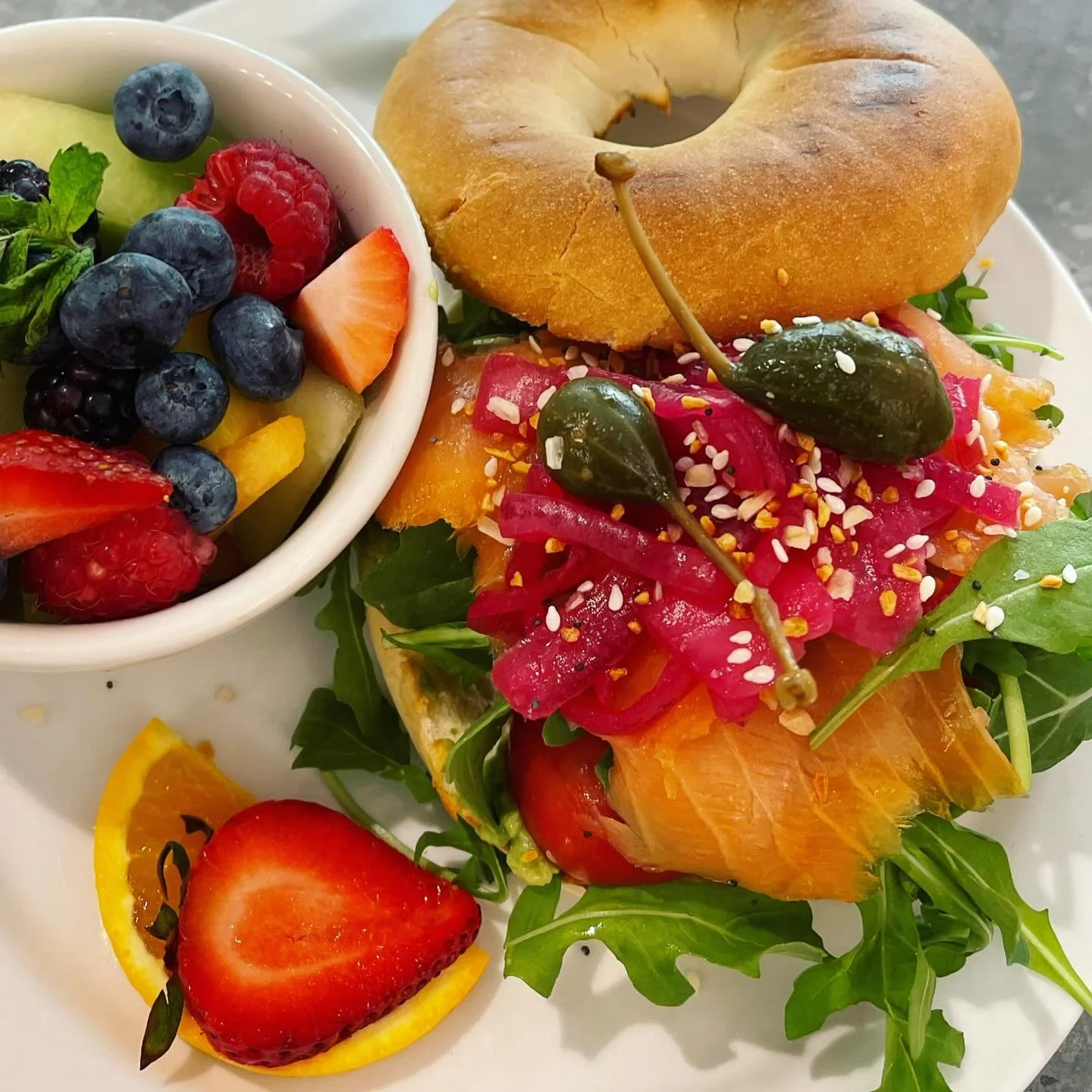 See you Thurs 7a-11a for Breakfast.
AVOCADO LOX BAGEL W/FRUIT
avocado smash, lox, capers, tomato, pickled red onion

THAT&rsquo;S MY JAM W/CHOICE OF SIDE
sausage patty + over hard egg + apricot jam + buttermilk biscuit