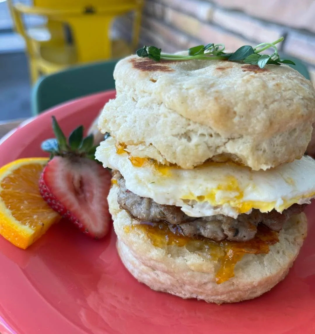 Breakfast just got better 🍑🍳
Buttery biscuit, sweet apricot jam, golden fried egg, and a hearty sausage patty &mdash; made to pair perfectly with your morning coffee.