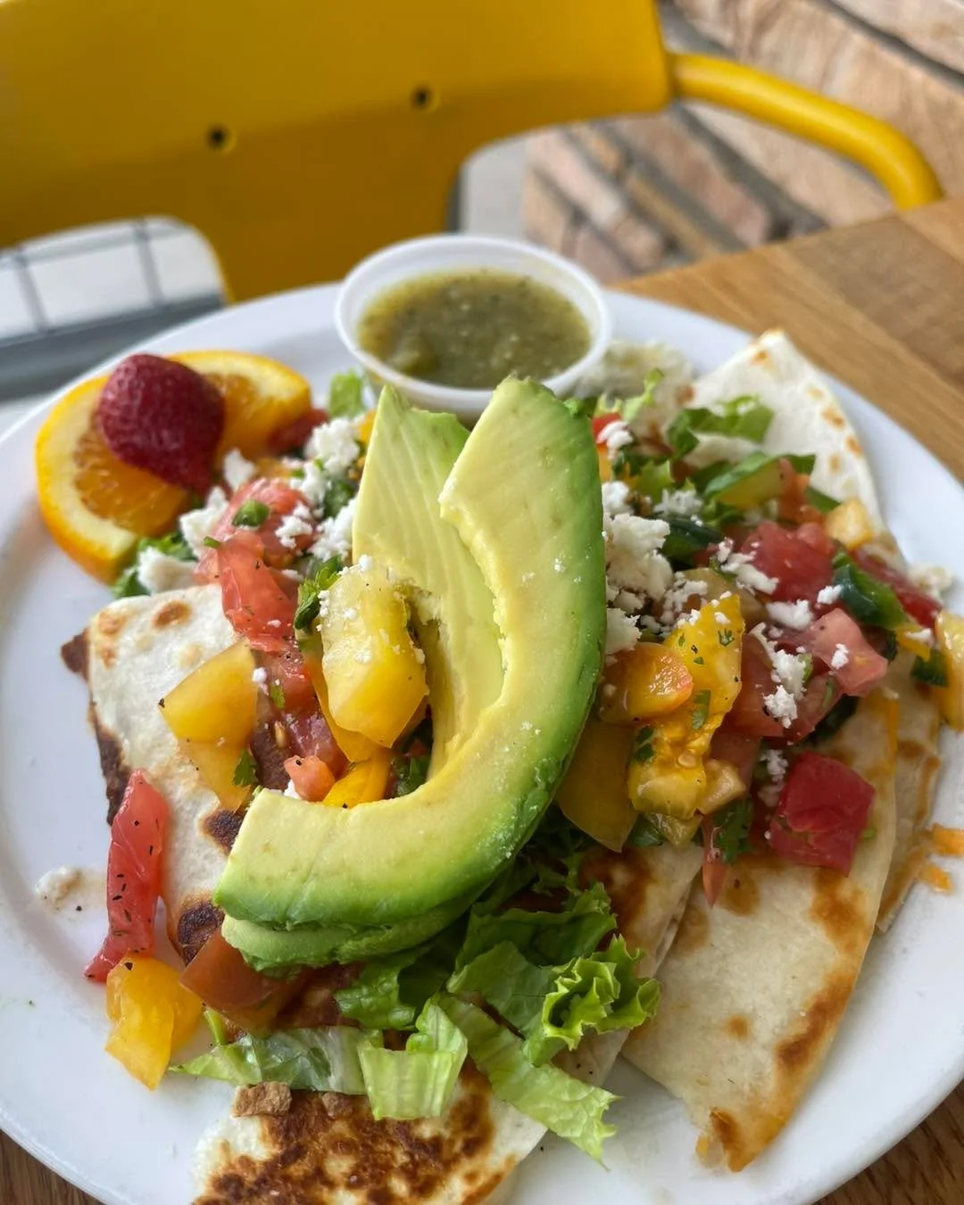 Today&rsquo;s Special: Inside Out, Upside Down Quesadilla! 🙃

Brian loved him some music 🕺🏻 And of course, we named a dish after the one and only Diana Ross! 🎶

Scrambled eggs tucked into a folded flour tortilla with beans, shredded lettuce, pico