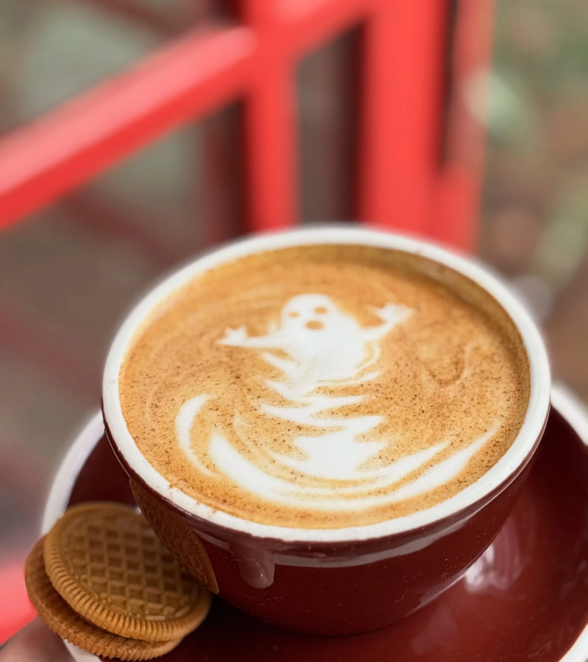 Patio weather and a friendly little ghost. 👻☕️

Happy Halloween from Queenies!