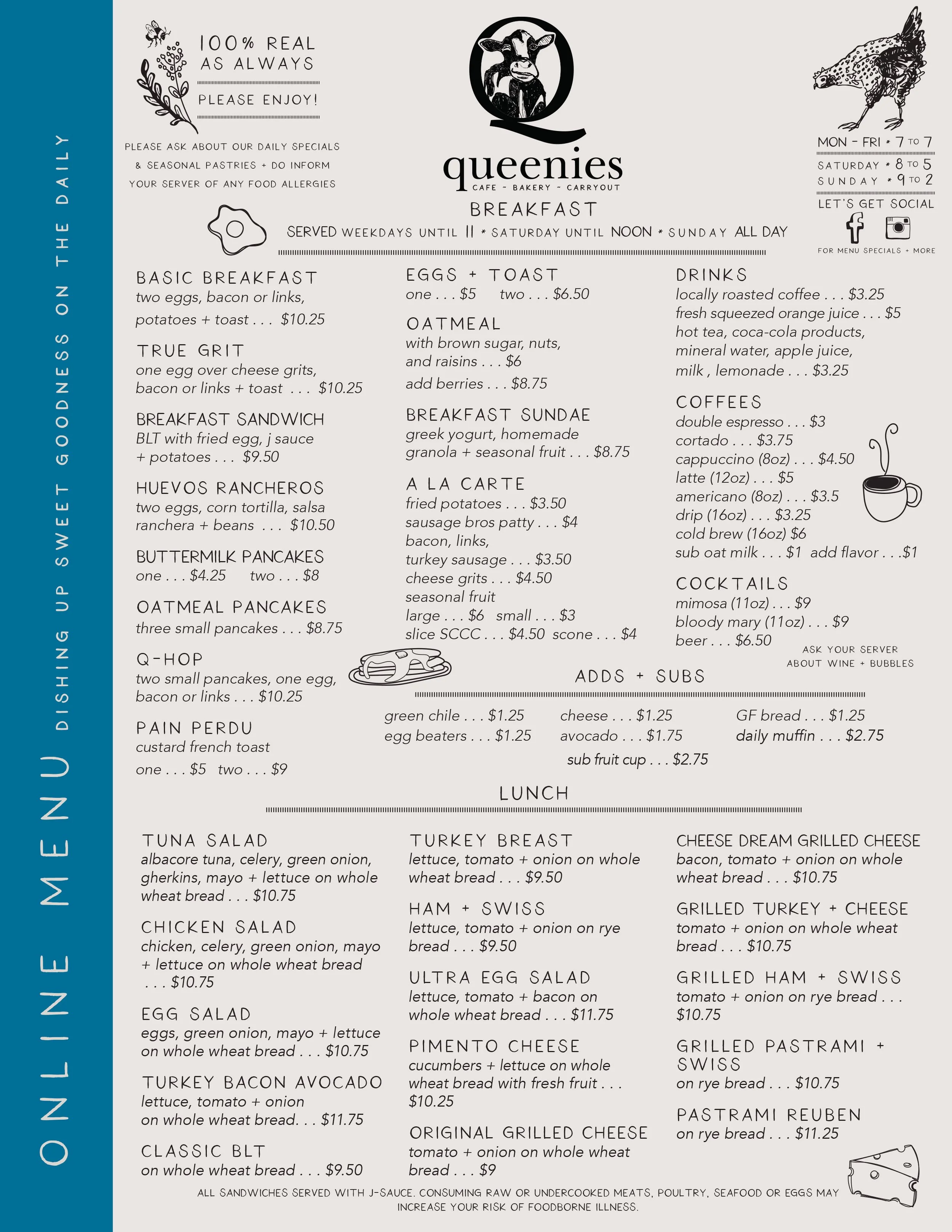 Menu — queenies