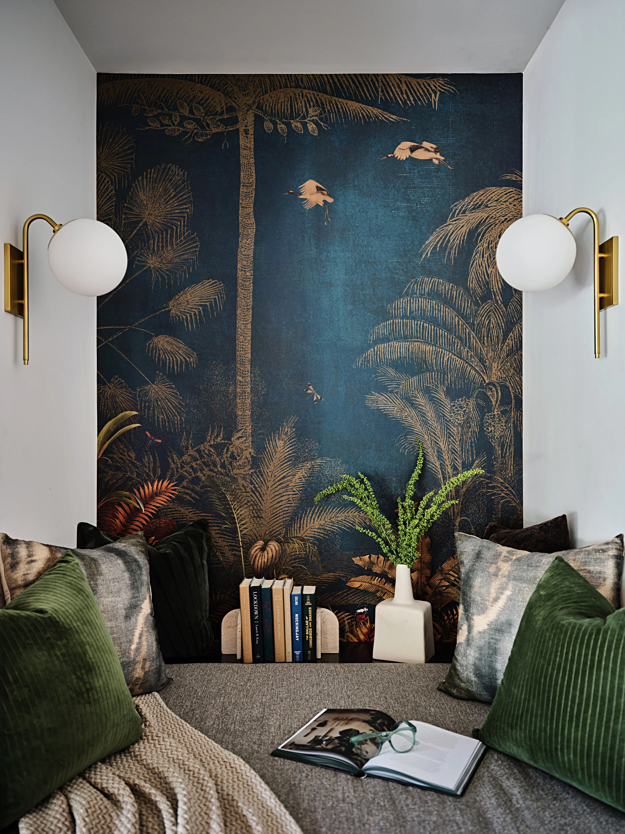 Reading nook in new construction home in Miami, Fl. Interior design by Concept 2 Design